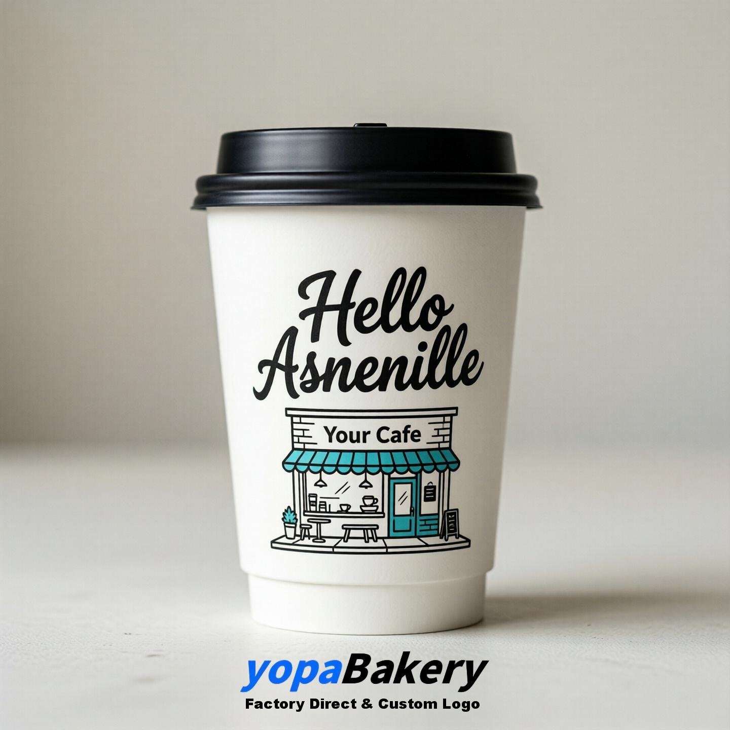 'Hello Asheville' Paper Coffee Cups | Asheville Cafe Packaging Design Agency