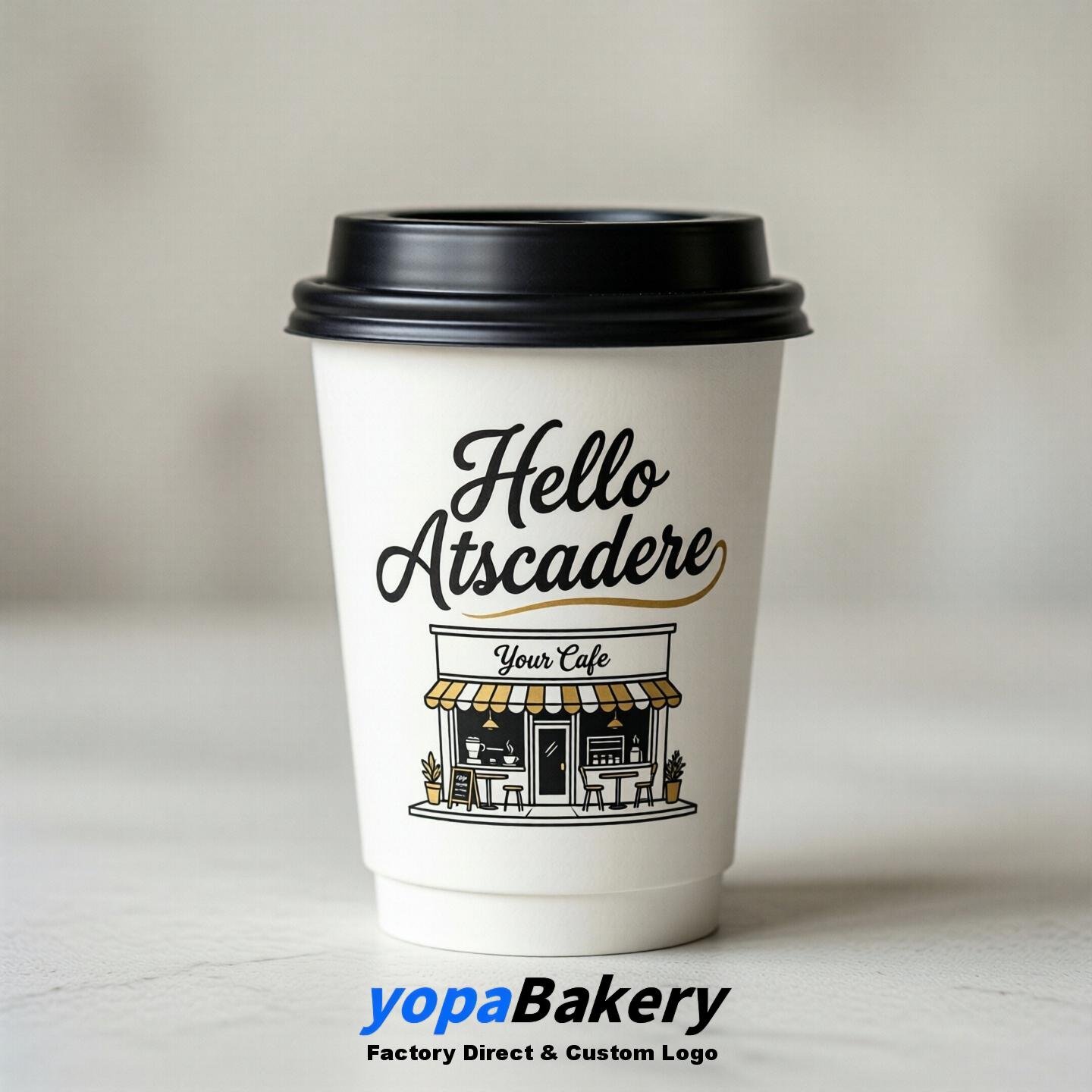 'Hello Atascadero' Paper Coffee Cups | Atascadero Cafe Packaging Design Agency