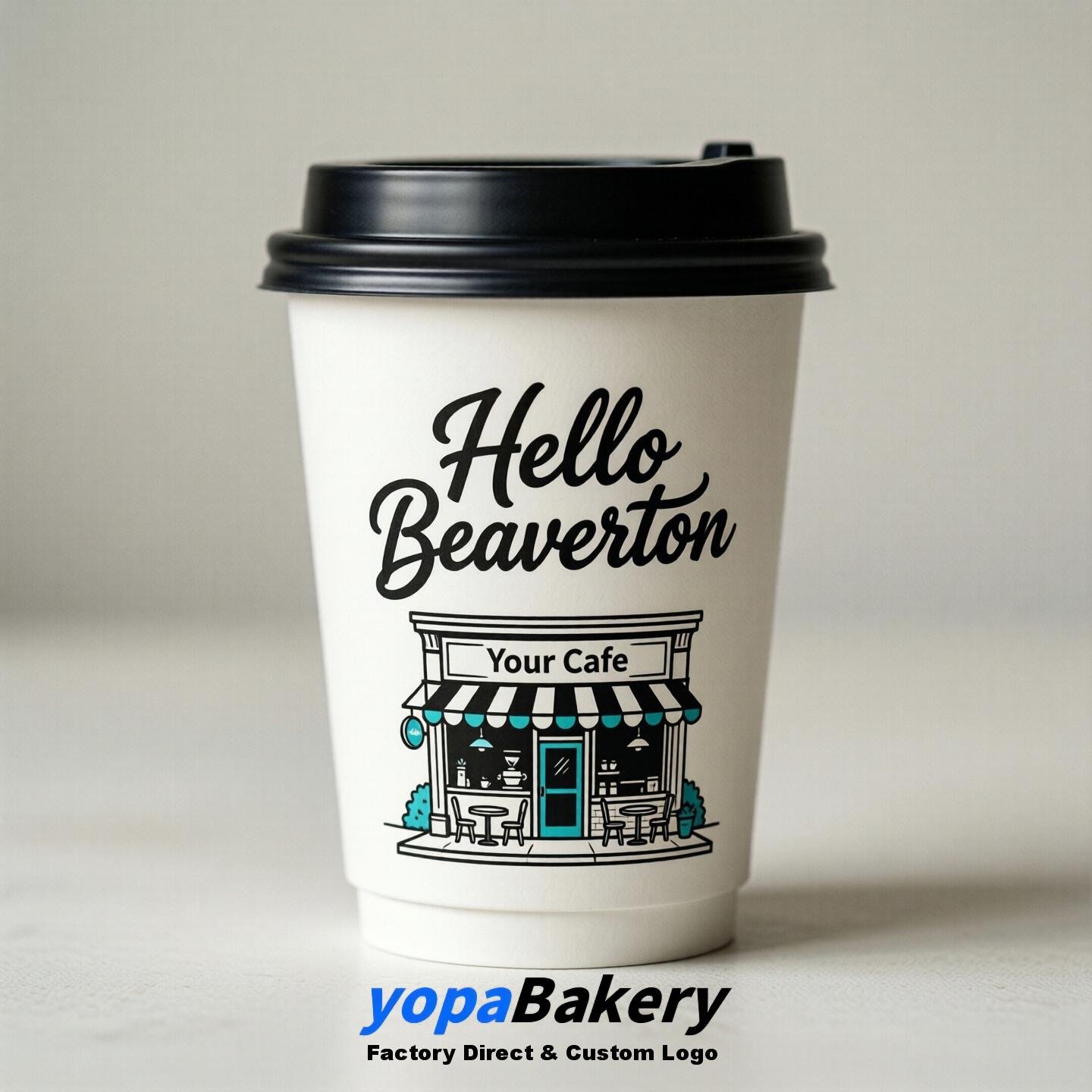 'Welcome to Beaverton' Paper Coffee Cups | Beaverton Cafe Packaging Design Firm