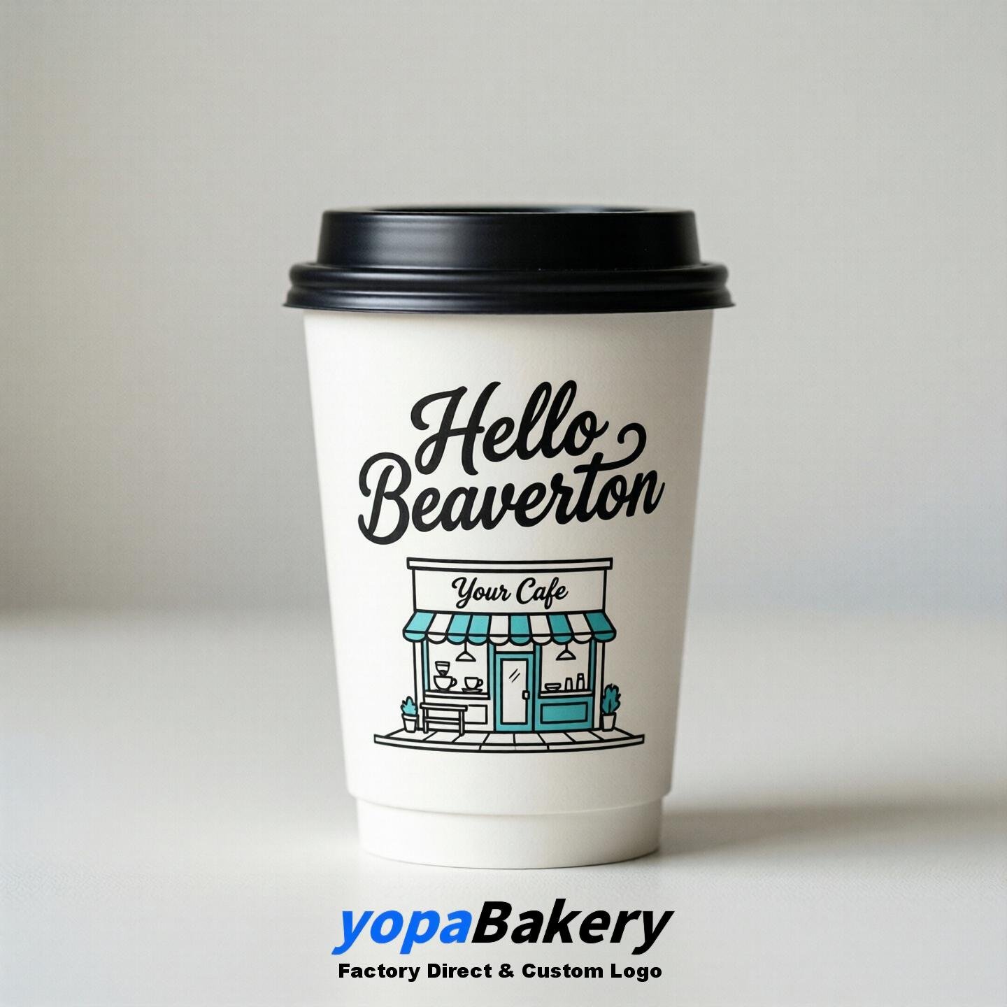 'Welcome to Beaverton' Paper Coffee Cups | Beaverton Cafe Packaging Design Firm