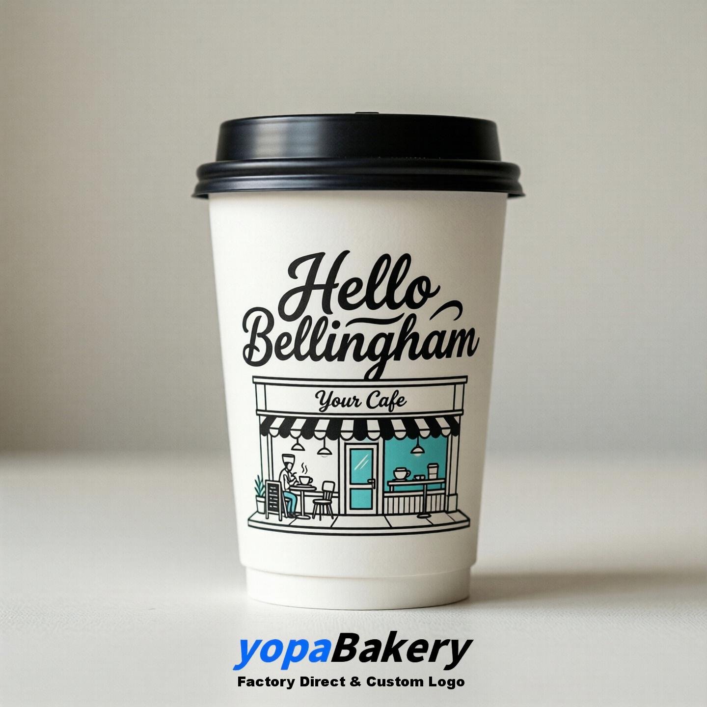 'Hello Bellingham' Paper Coffee Cups | Bellingham Cafe Packaging Design Agency