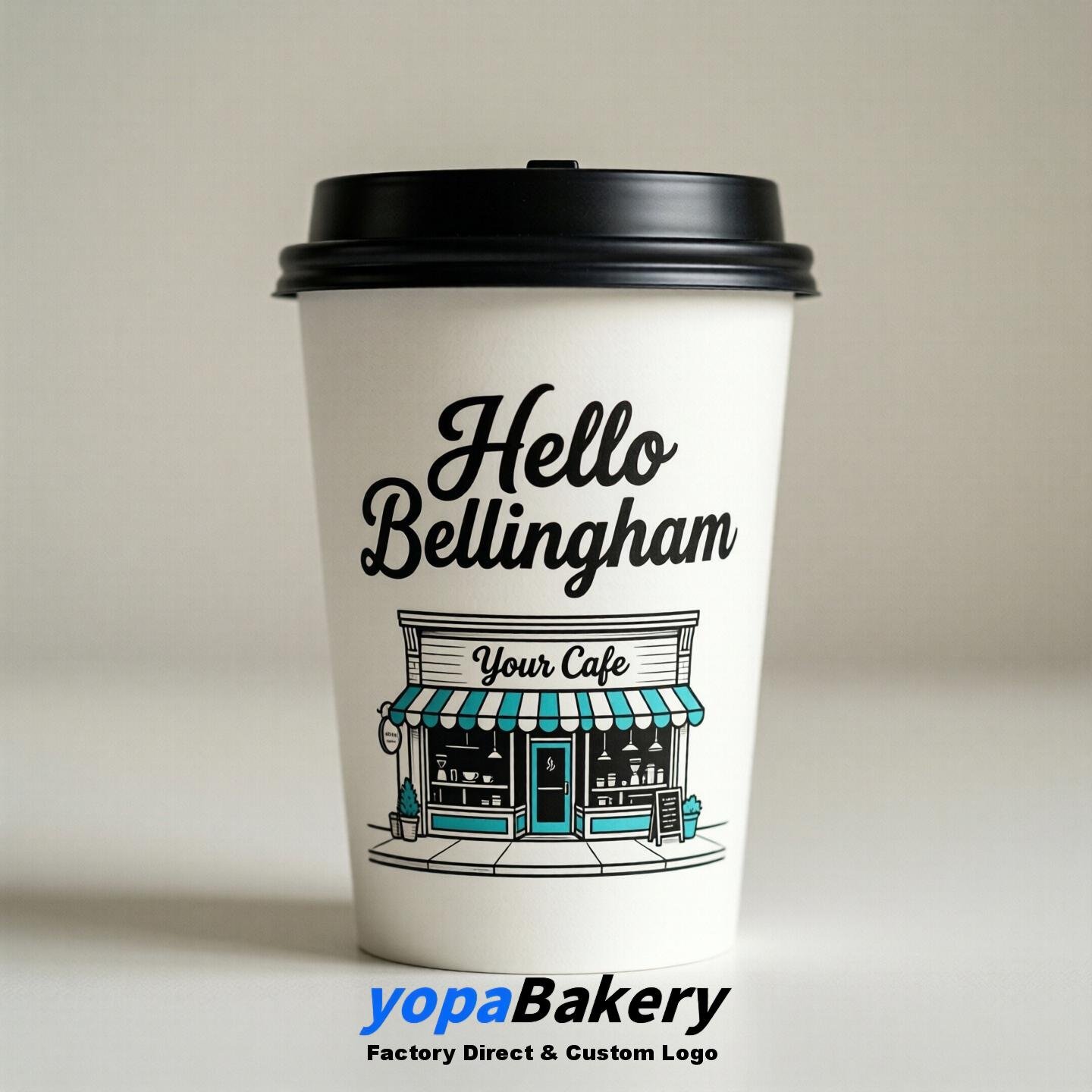 'Hello Bellingham' Paper Coffee Cups | Bellingham Cafe Packaging Design Agency