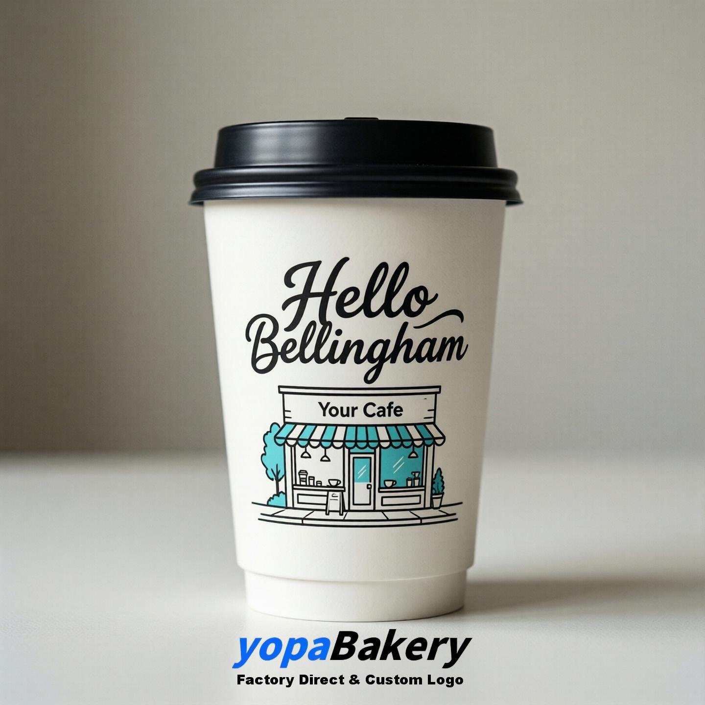 'Hello Bellingham' Paper Coffee Cups | Bellingham Cafe Packaging Design Agency