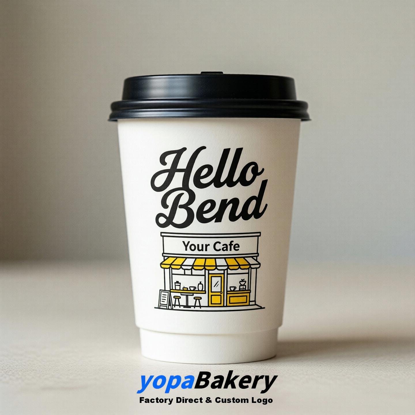 'Welcome to Bend' Paper Coffee Cups | Bend Cafe Packaging Design Firm