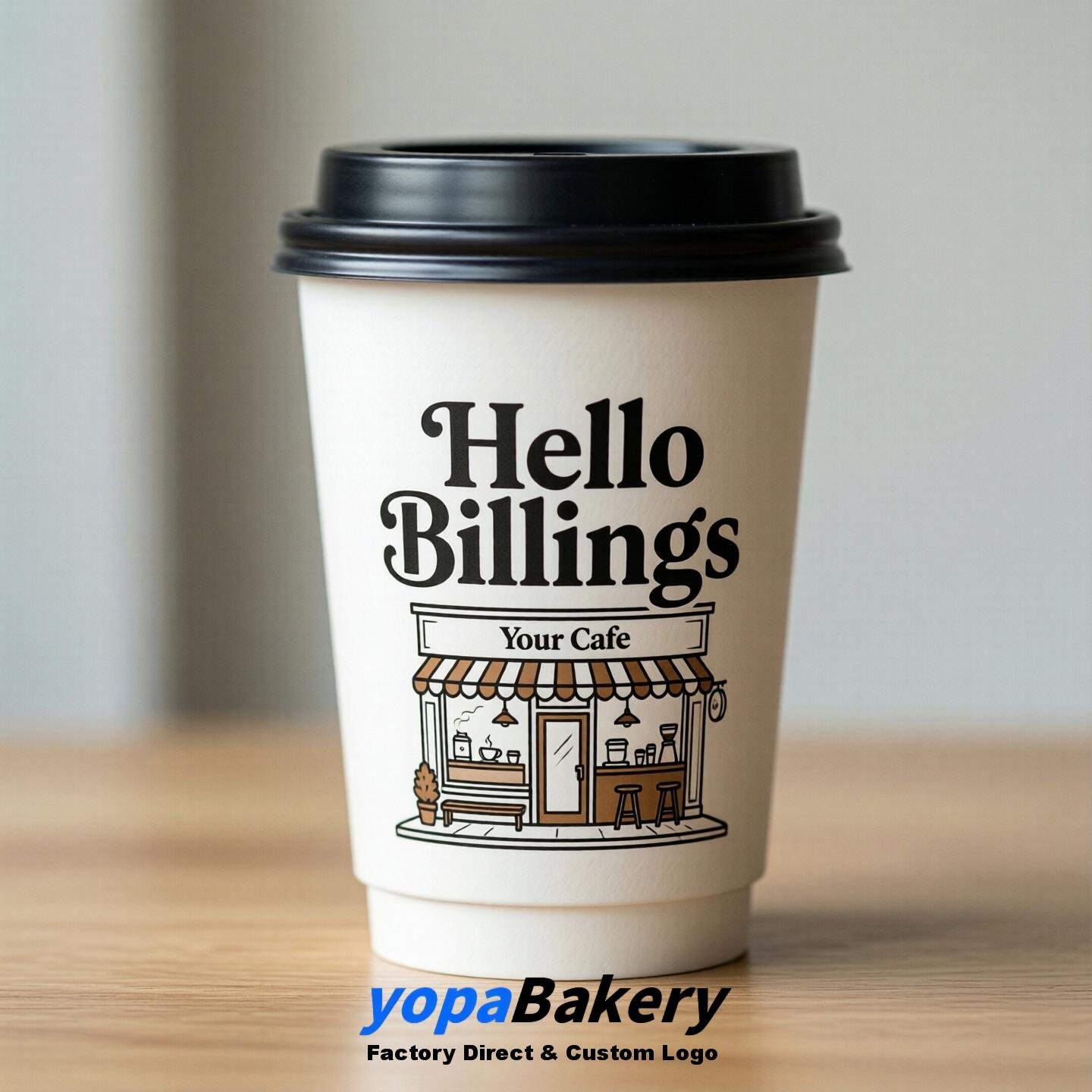 'Welcome to Billings' Paper Coffee Cups | Billings Cafe Packaging Design Firm