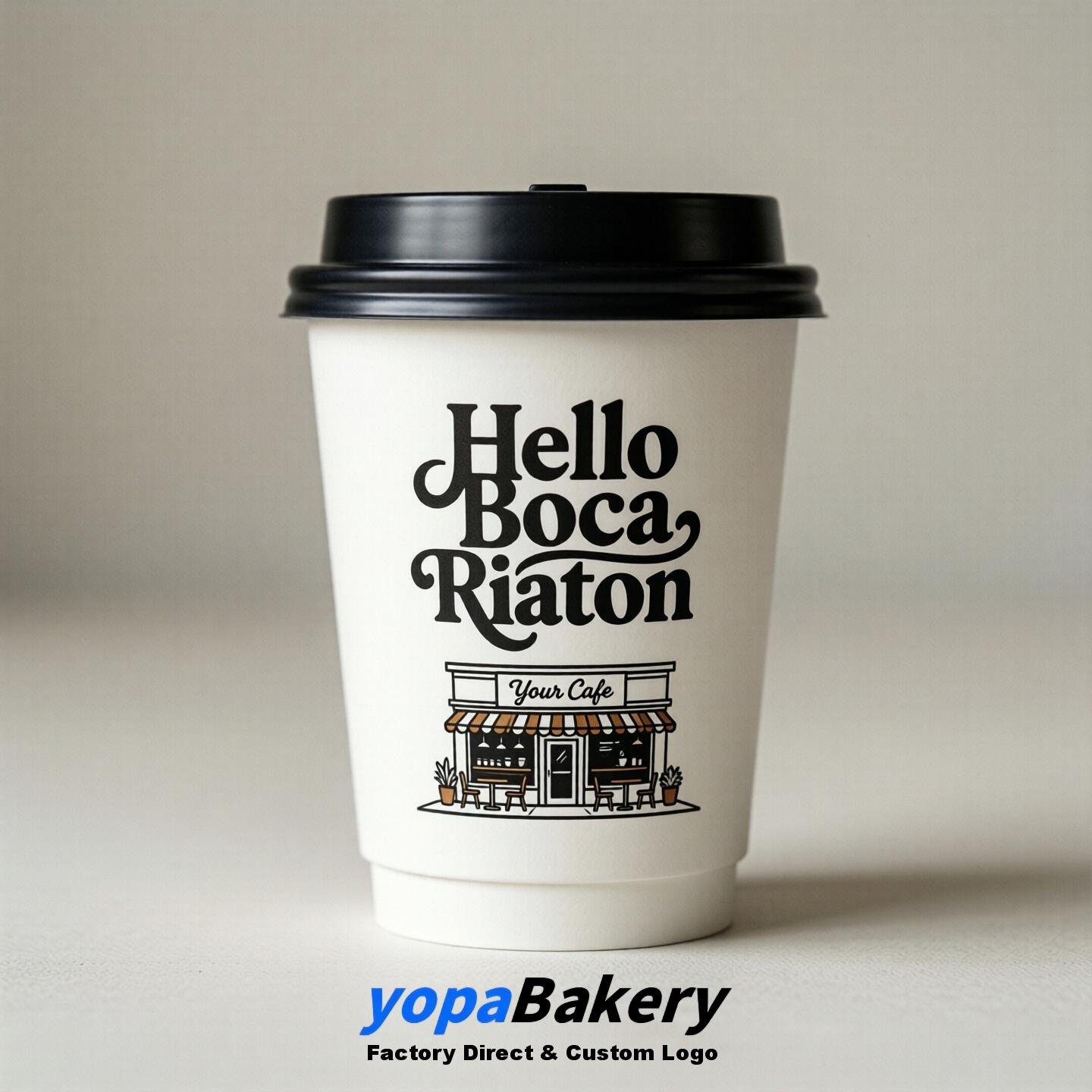 'Hello Boca Raton' Paper Coffee Cups | Boca Raton Cafe Packaging Design Agency
