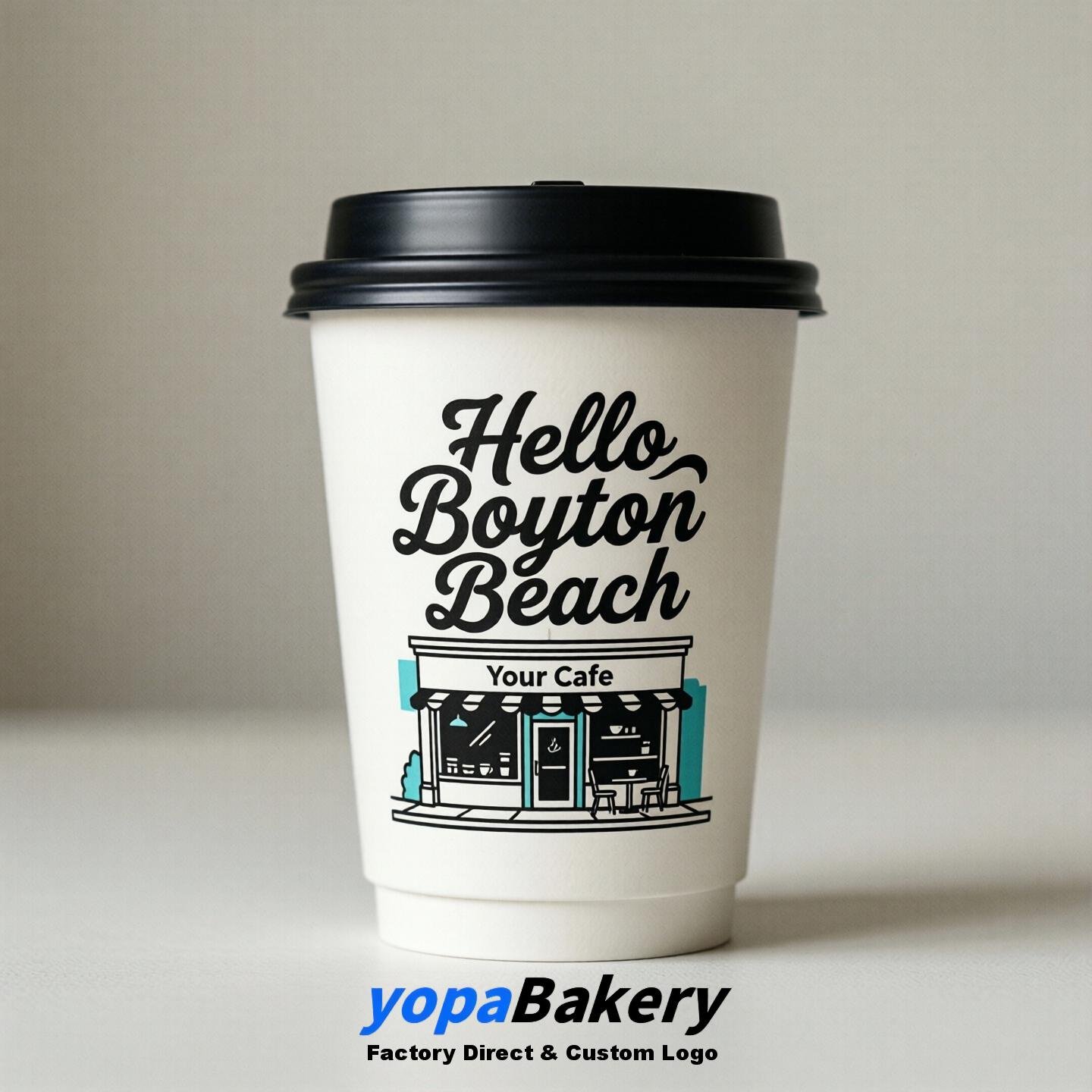 'Hello Boynton Beach' Paper Coffee Cups | Boynton Beach Cafe Packaging Design Agency