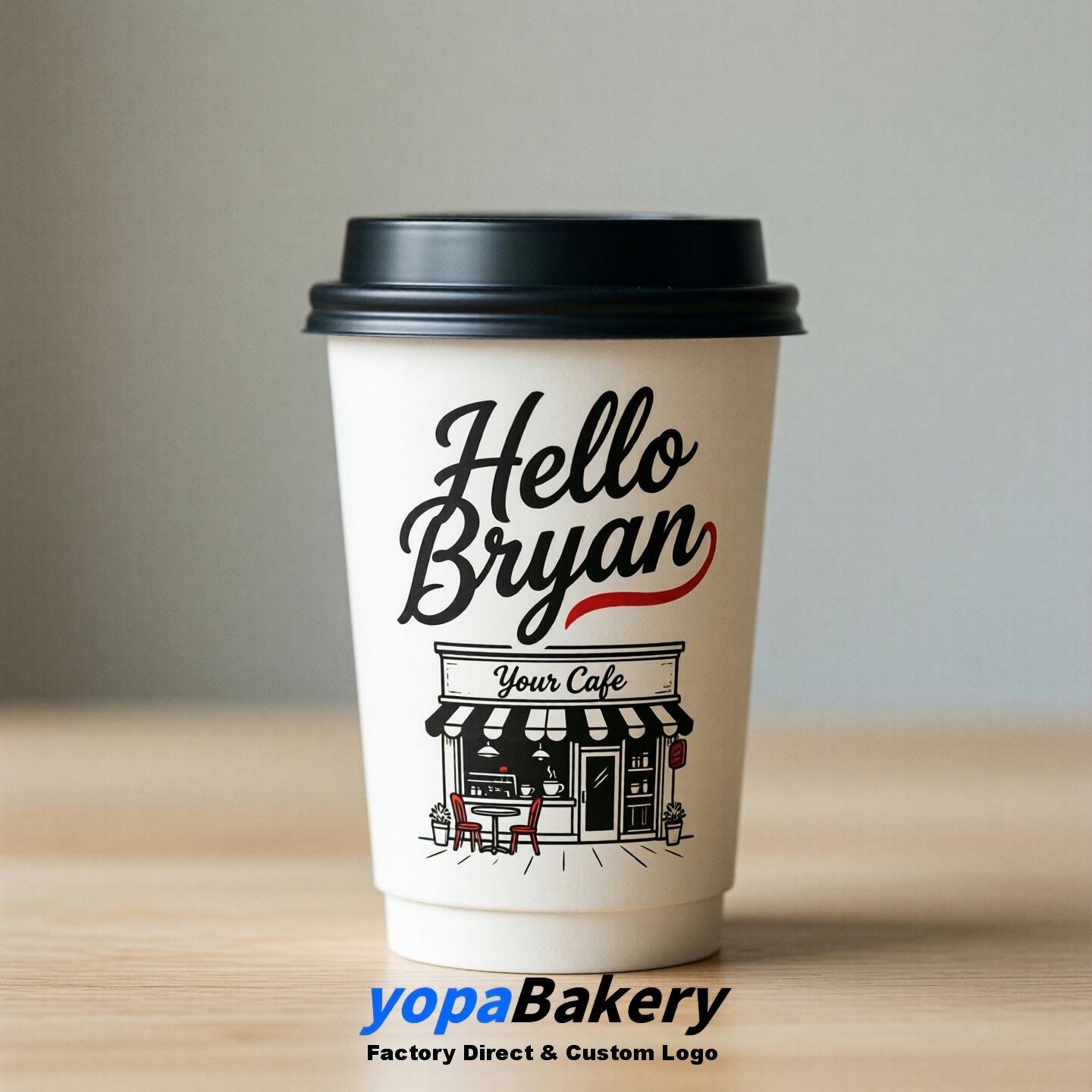 'Hello Bryan' Paper Coffee Cups | Bryan Cafe Packaging Design Agency