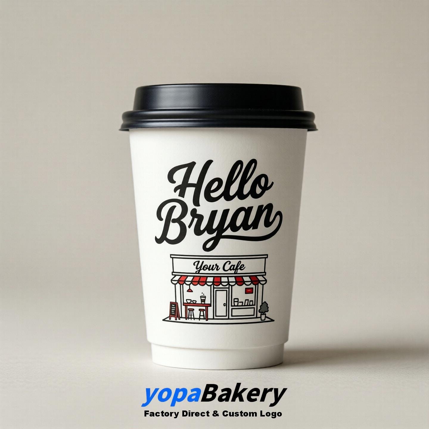 'Hello Bryan' Paper Coffee Cups | Bryan Cafe Packaging Design Agency