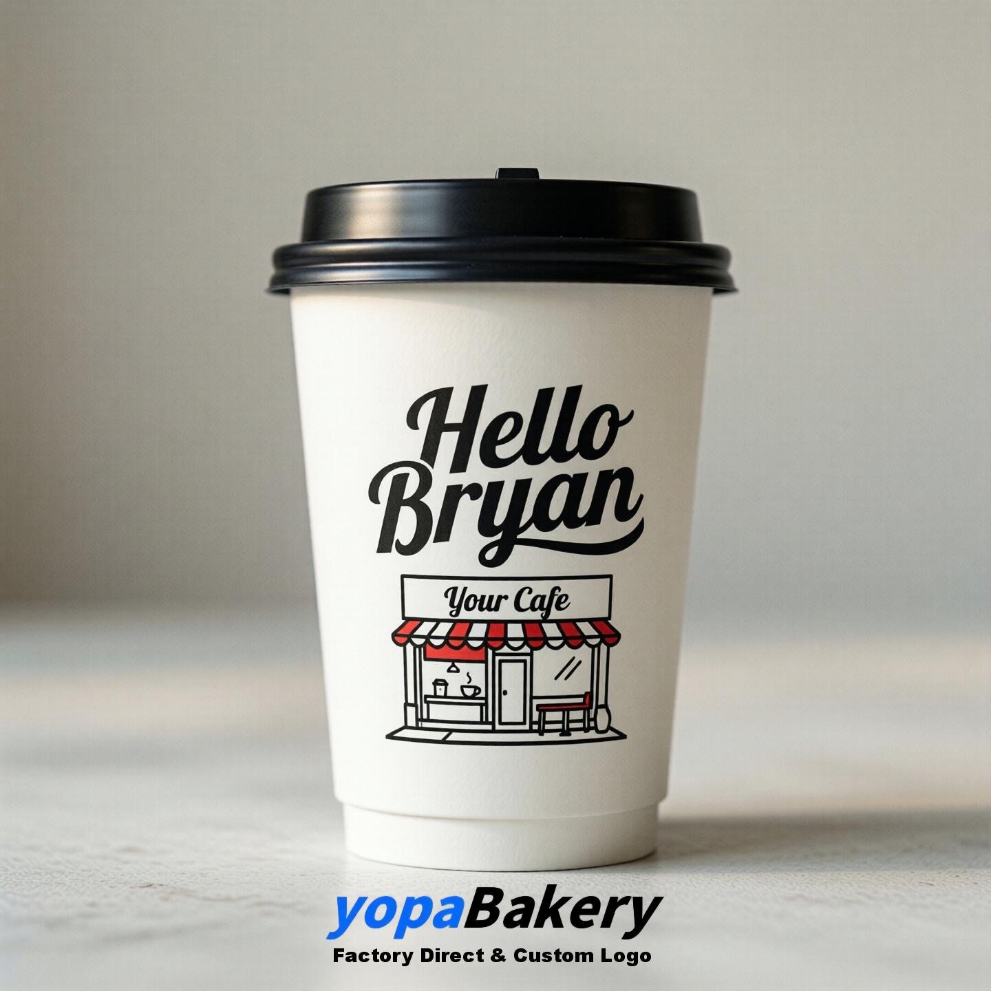 'Hello Bryan' Paper Coffee Cups | Bryan Cafe Packaging Design Agency