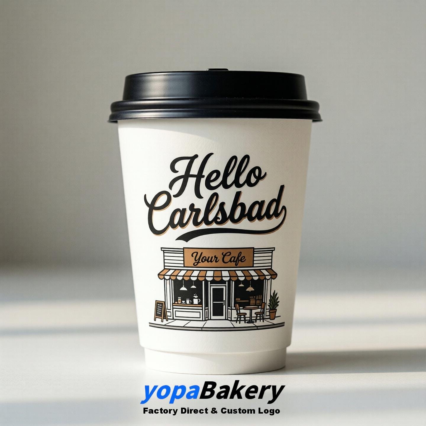 'Welcome to Carlsbad' Paper Coffee Cups | Carlsbad Cafe Packaging Design Firm