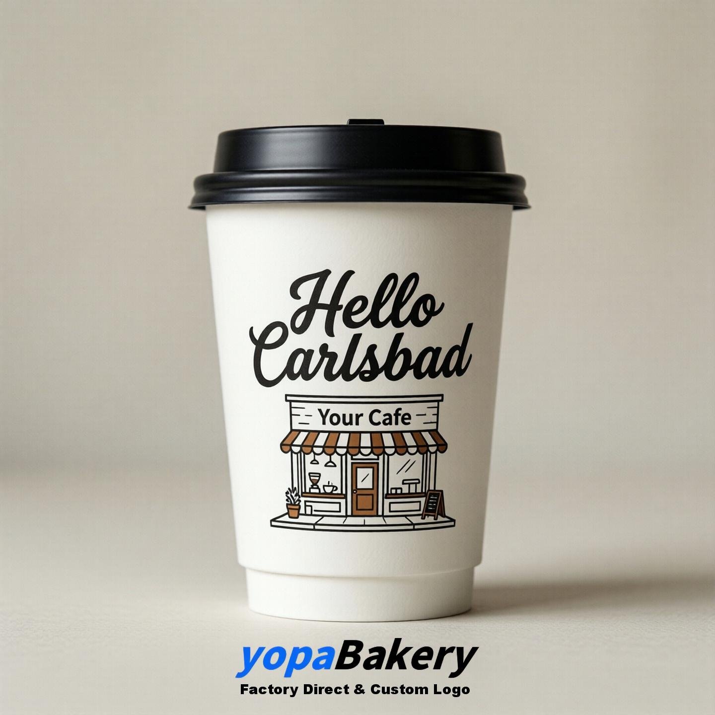 'Welcome to Carlsbad' Paper Coffee Cups | Carlsbad Cafe Packaging Design Firm