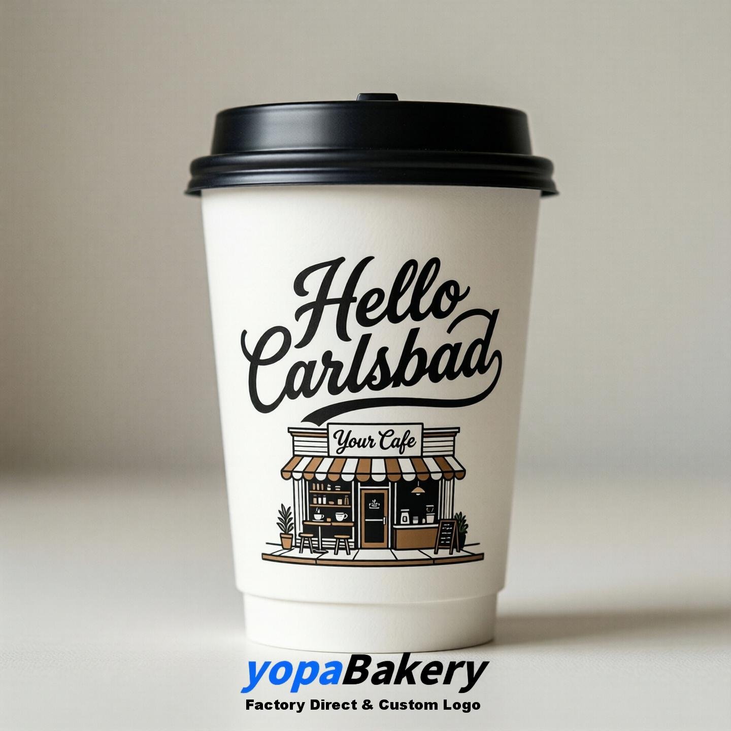 'Welcome to Carlsbad' Paper Coffee Cups | Carlsbad Cafe Packaging Design Firm