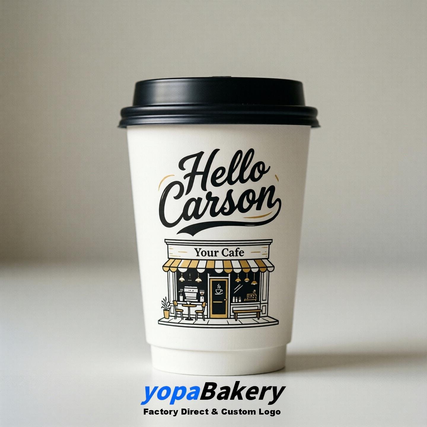 'Hello Carson' Paper Coffee Cups | Carson Cafe Packaging Design Agency