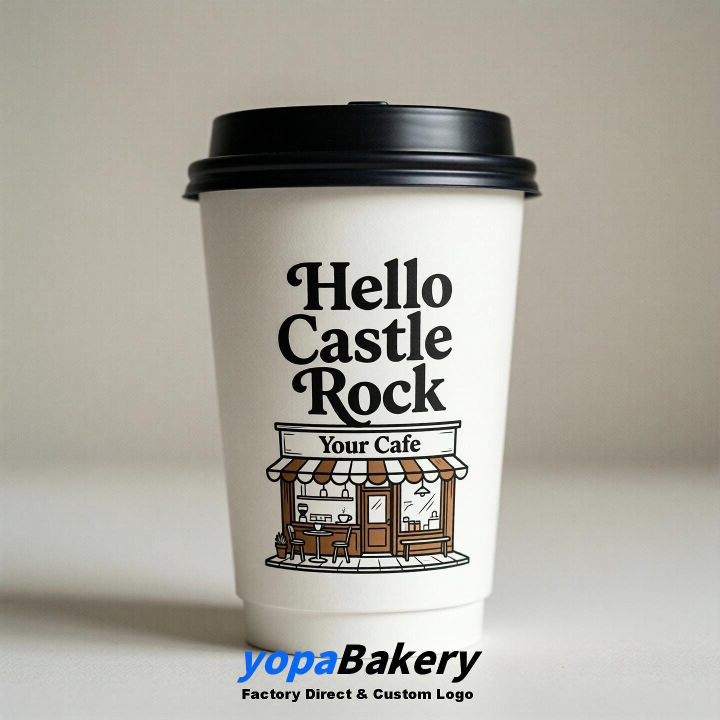 'Hello Castle Rock' Paper Coffee Cups | Castle Rock Cafe Packaging Design Agency