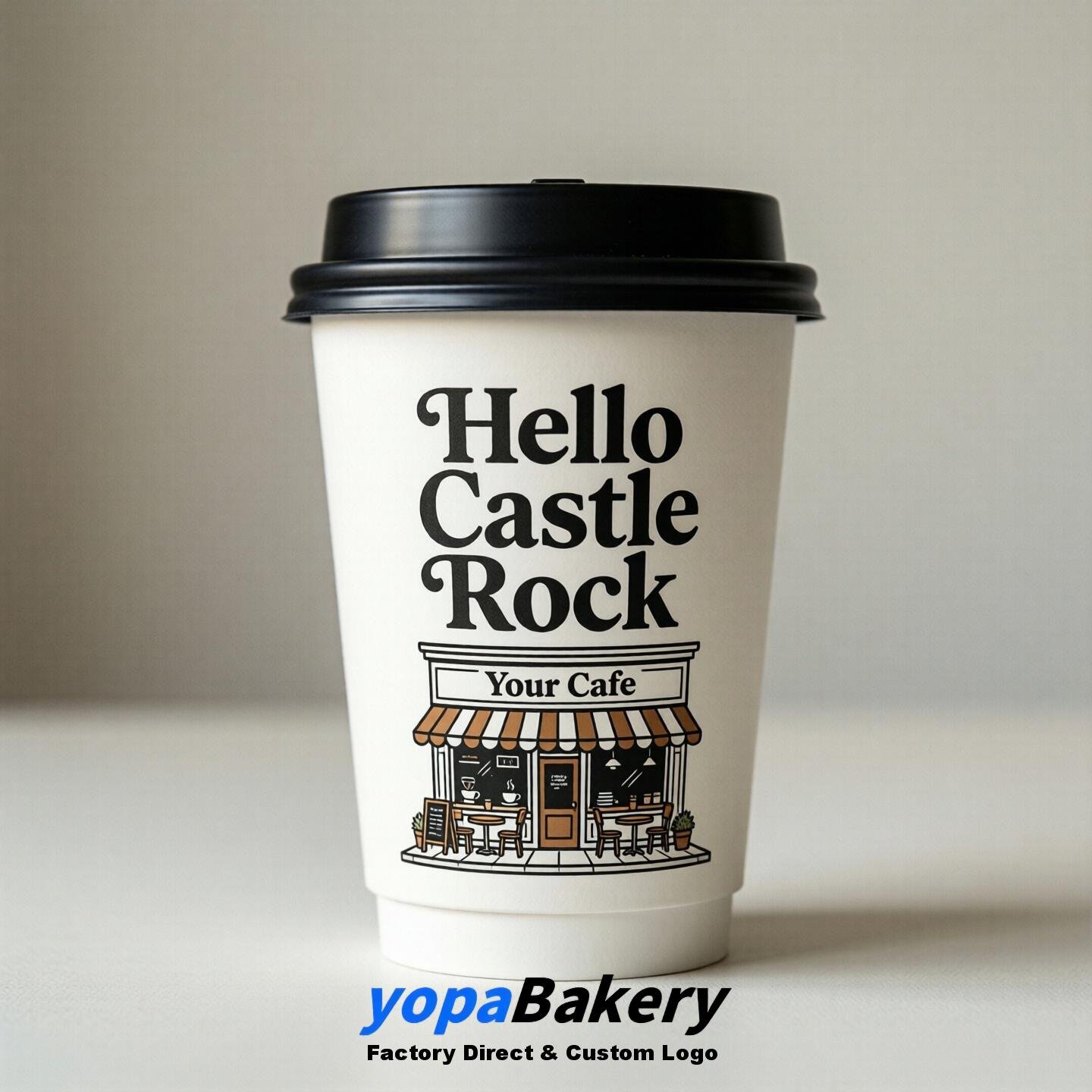 'Hello Castle Rock' Paper Coffee Cups | Castle Rock Cafe Packaging Design Agency