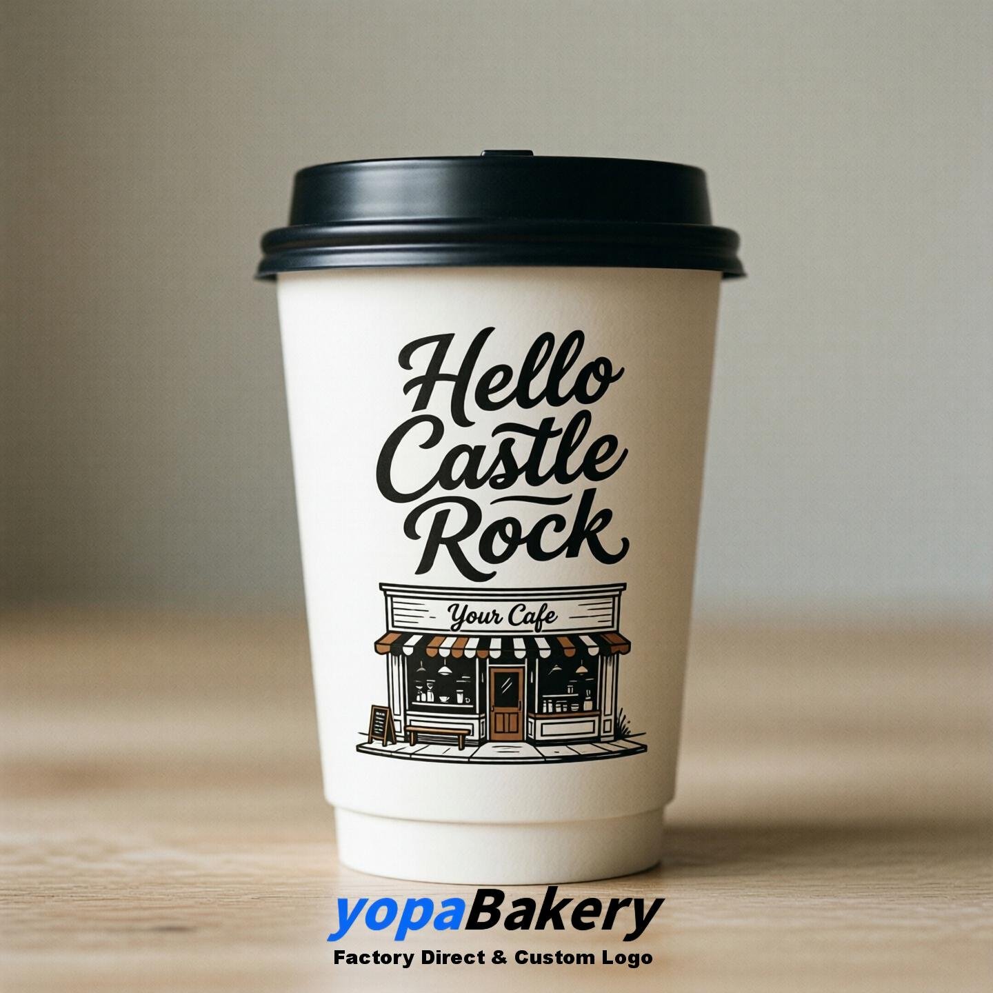 'Hello Castle Rock' Paper Coffee Cups | Castle Rock Cafe Packaging Design Agency