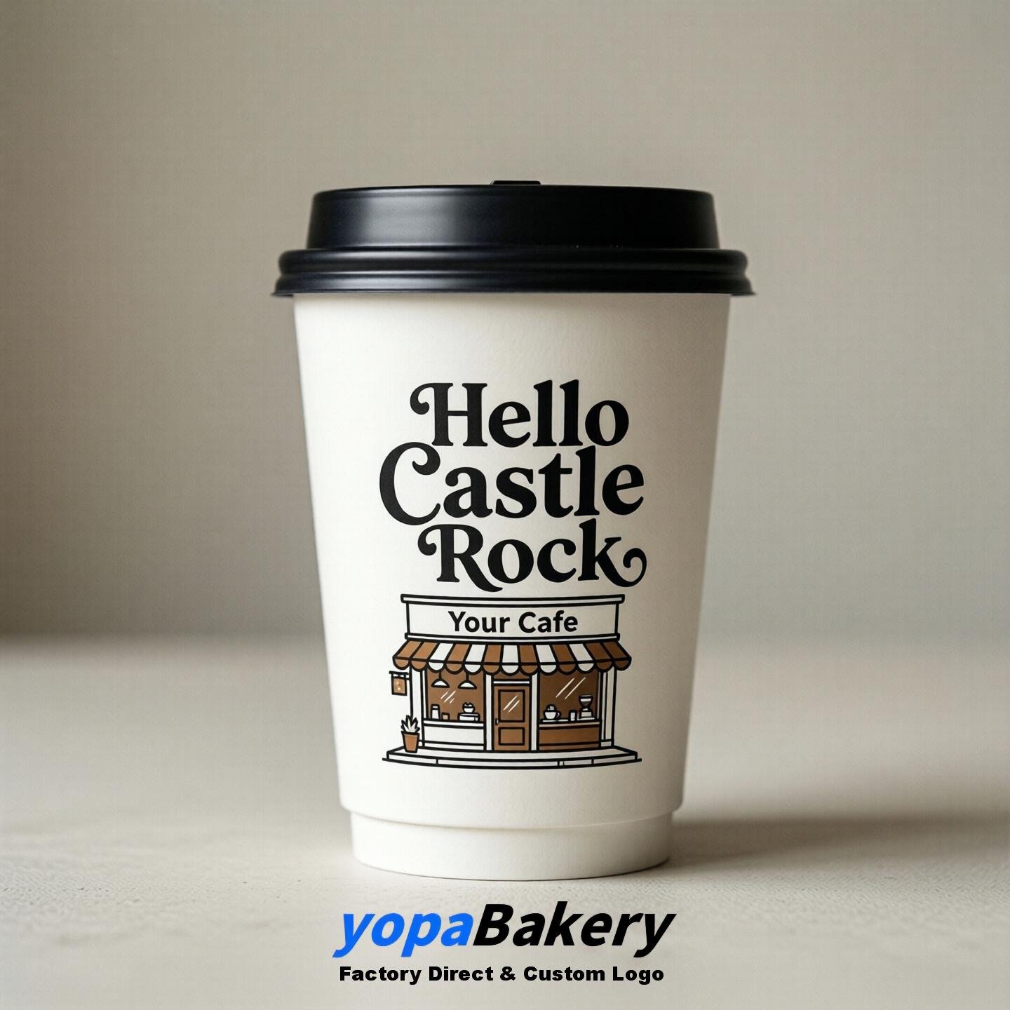 'Hello Castle Rock' Paper Coffee Cups | Castle Rock Cafe Packaging Design Agency