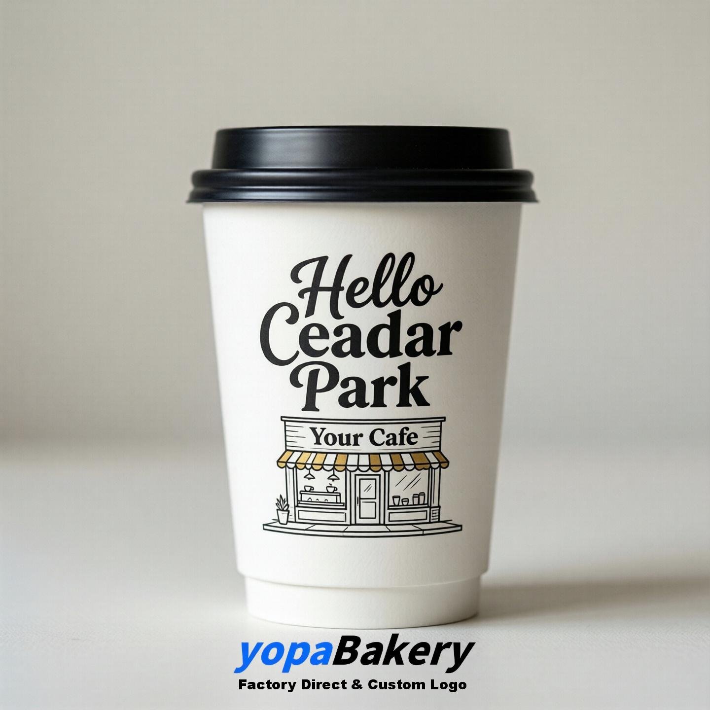 'Hello Cedar Park' Paper Coffee Cups | Cedar Park Cafe Packaging Design Agency