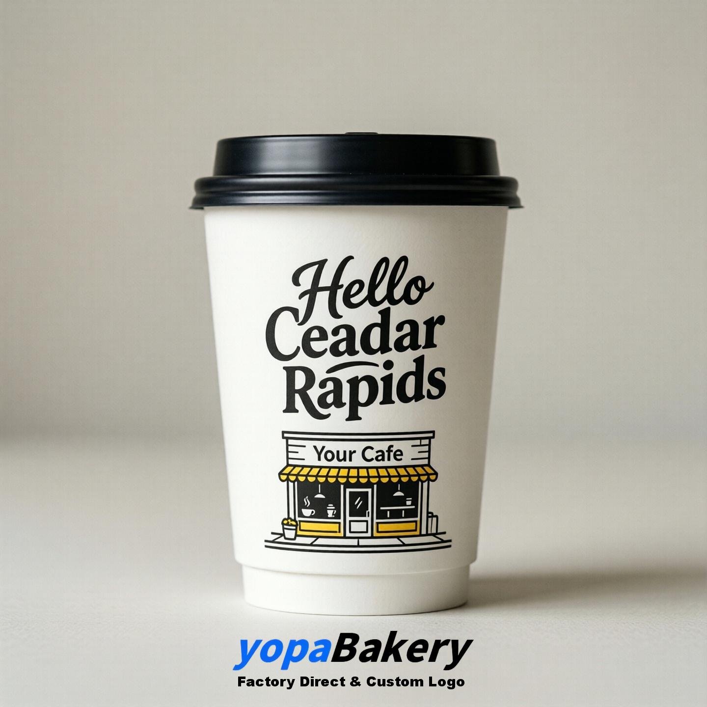 'Welcome to Cedar Rapids' Paper Coffee Cups | Cedar Rapids Cafe Packaging Design Firm