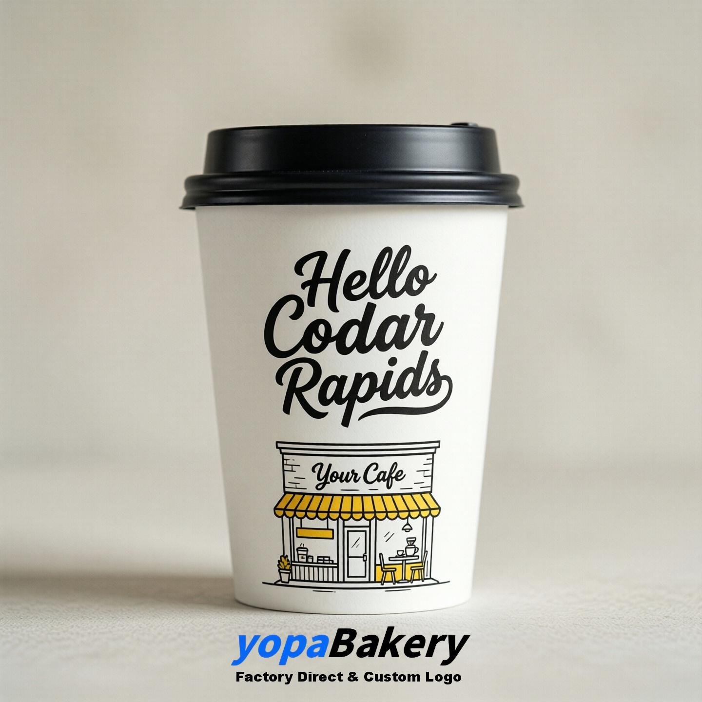 'Welcome to Cedar Rapids' Paper Coffee Cups | Cedar Rapids Cafe Packaging Design Firm