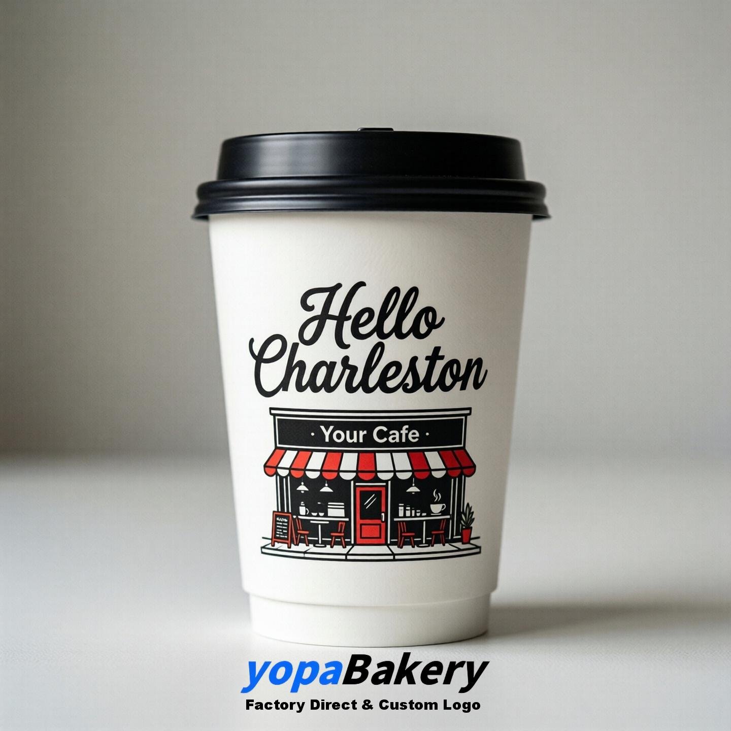 'Welcome to Charleston' Paper Coffee Cups | Charleston Cafe Packaging Design Firm