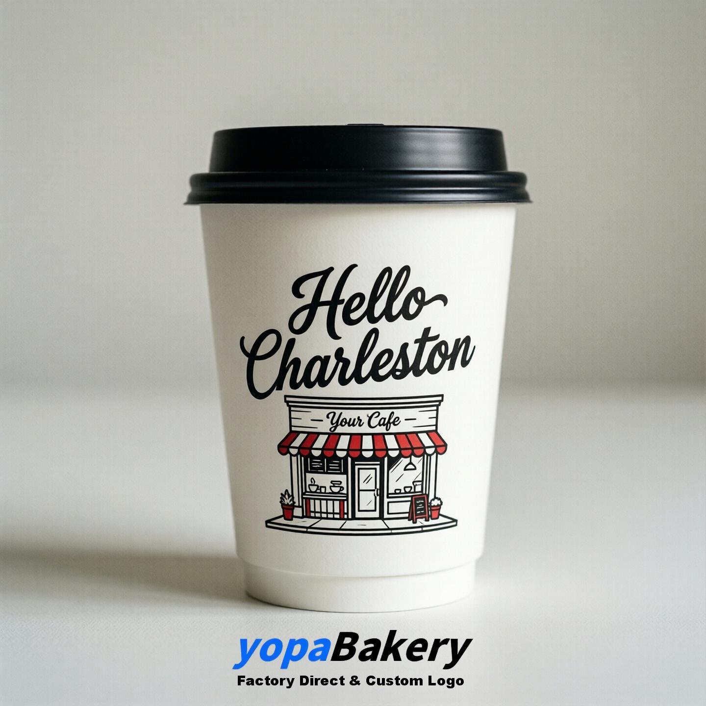 'Welcome to Charleston' Paper Coffee Cups | Charleston Cafe Packaging Design Firm