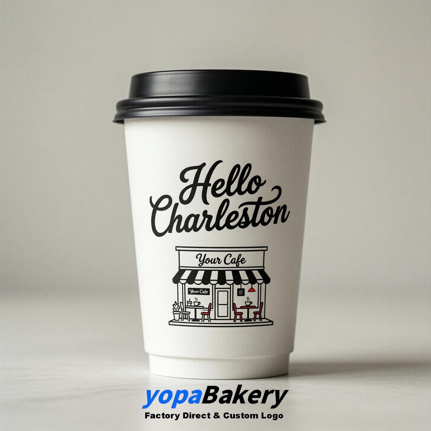 'Welcome to Charleston' Paper Coffee Cups | Charleston Cafe Packaging Design Firm
