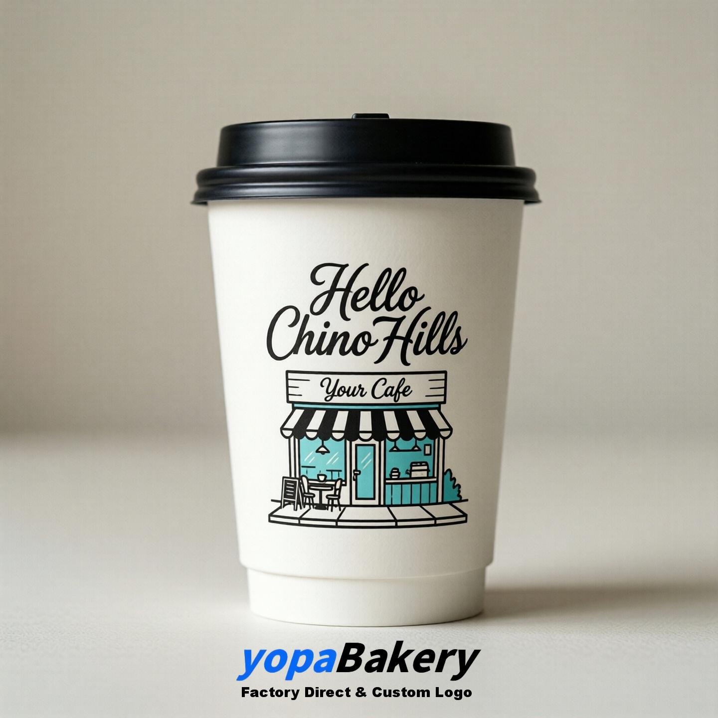 'Hello Chino Hills' Paper Coffee Cups | Chino Hills Cafe Packaging Design Agency