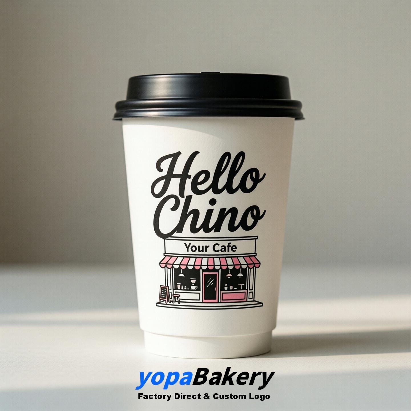 'Welcome to Chino' Paper Coffee Cups | Chino Cafe Packaging Design Firm