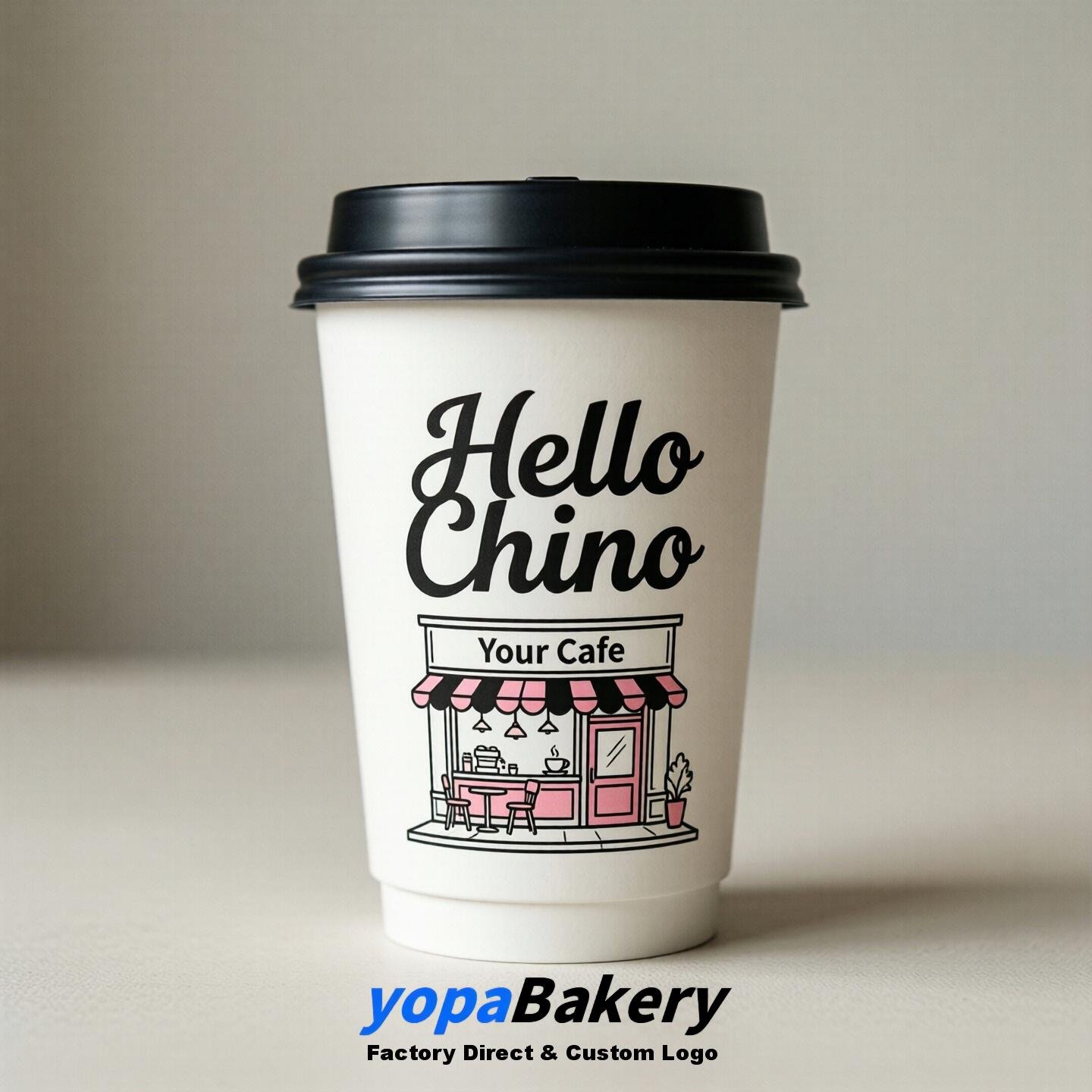 'Welcome to Chino' Paper Coffee Cups | Chino Cafe Packaging Design Firm