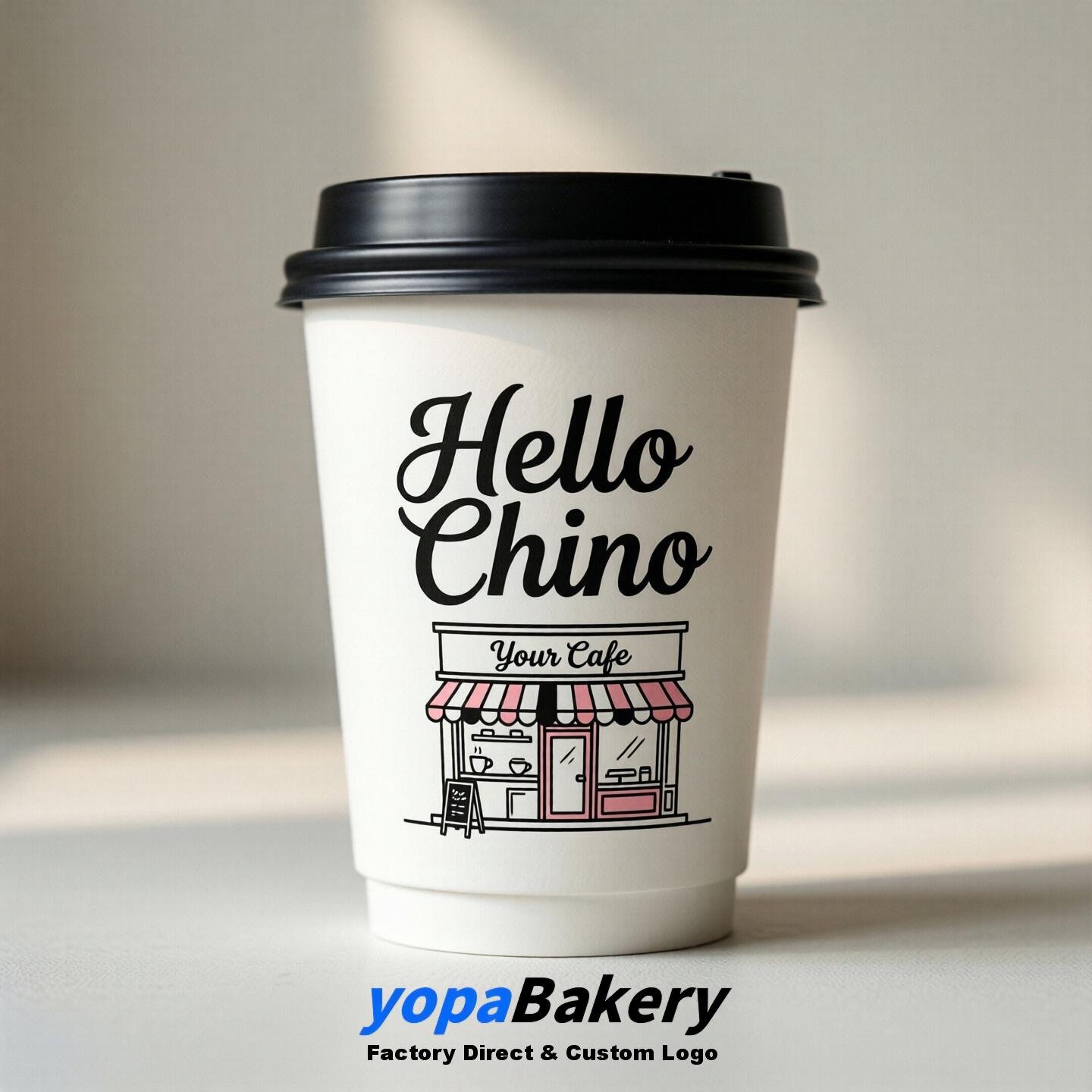 'Welcome to Chino' Paper Coffee Cups | Chino Cafe Packaging Design Firm