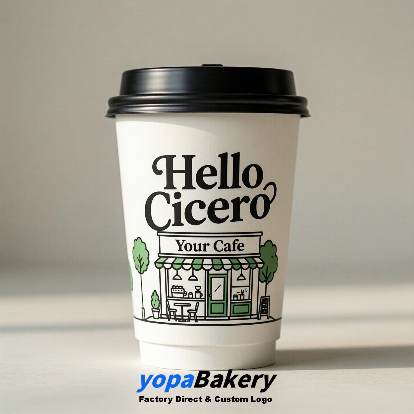 'Hello Cicero' Paper Coffee Cups | Cicero Cafe Packaging Design Agency