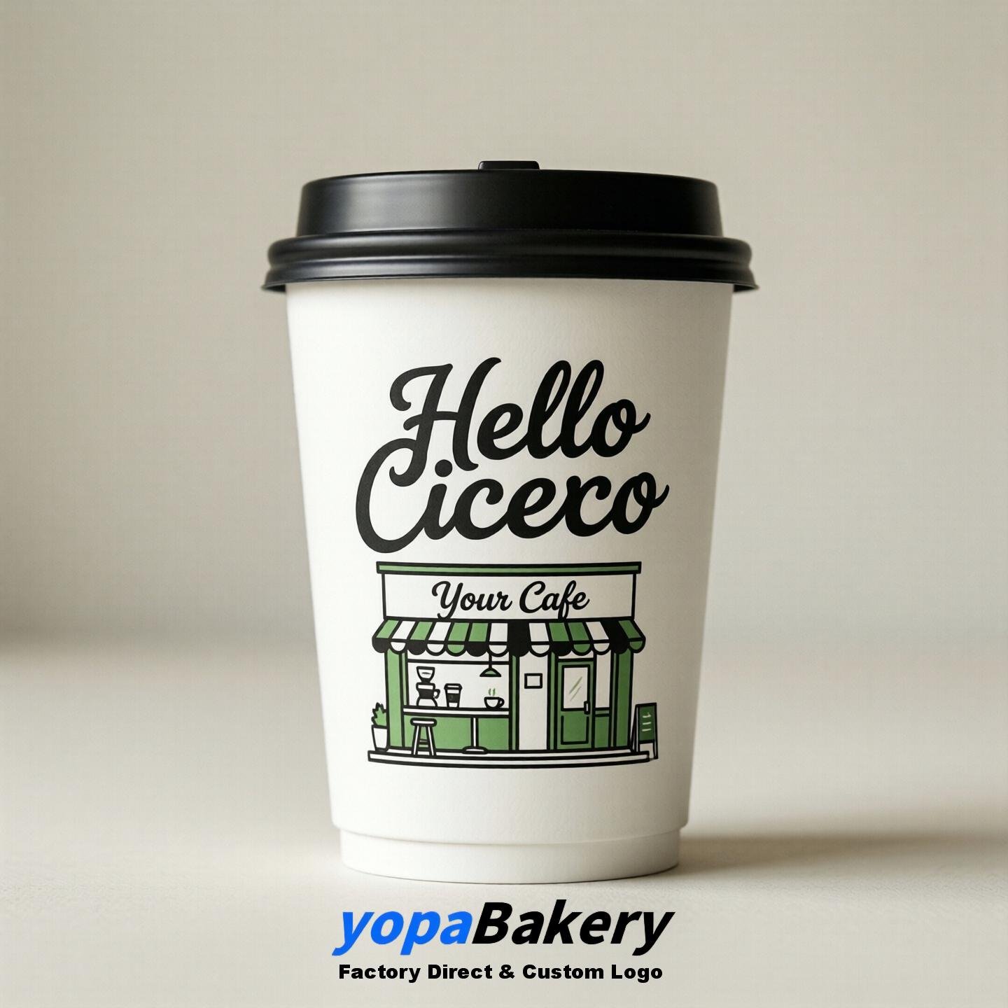 'Hello Cicero' Paper Coffee Cups | Cicero Cafe Packaging Design Agency