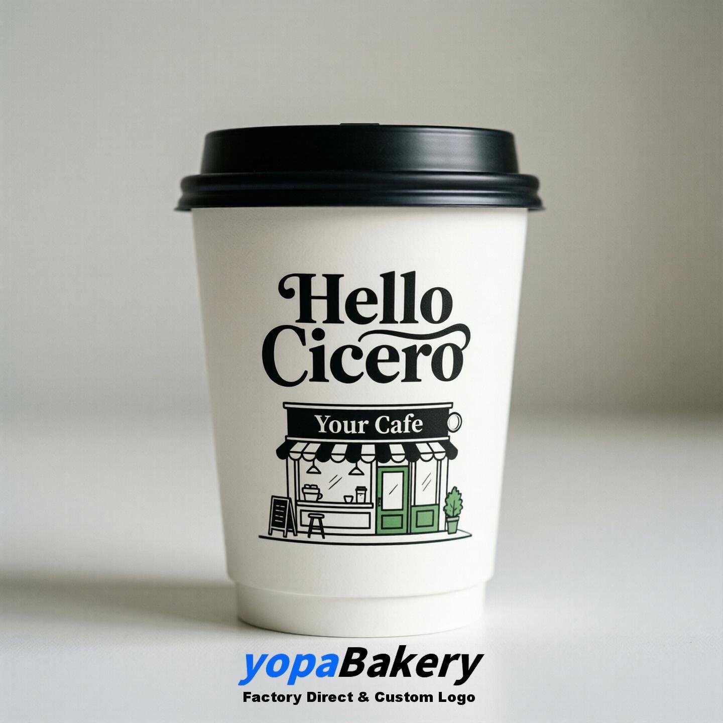 'Hello Cicero' Paper Coffee Cups | Cicero Cafe Packaging Design Agency