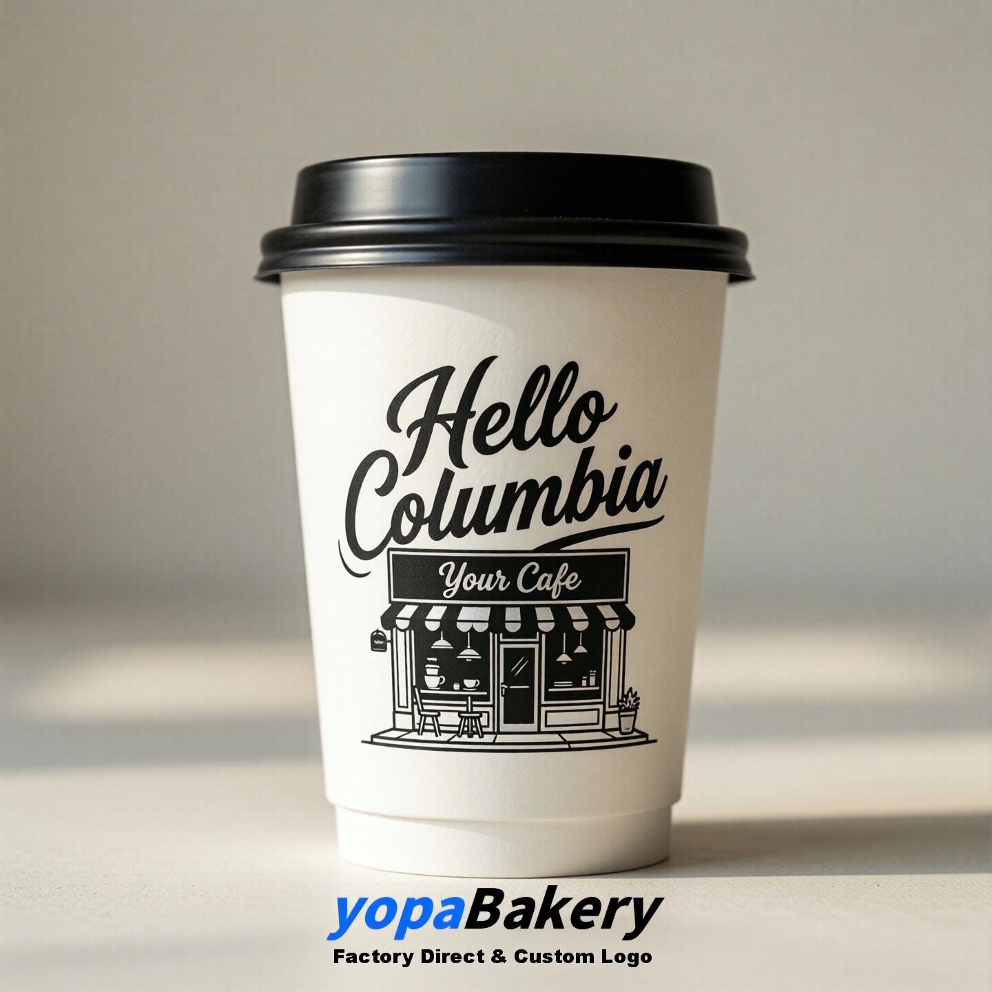 'Welcome to Columbia' Paper Coffee Cups | Columbia Cafe Packaging Design Firm