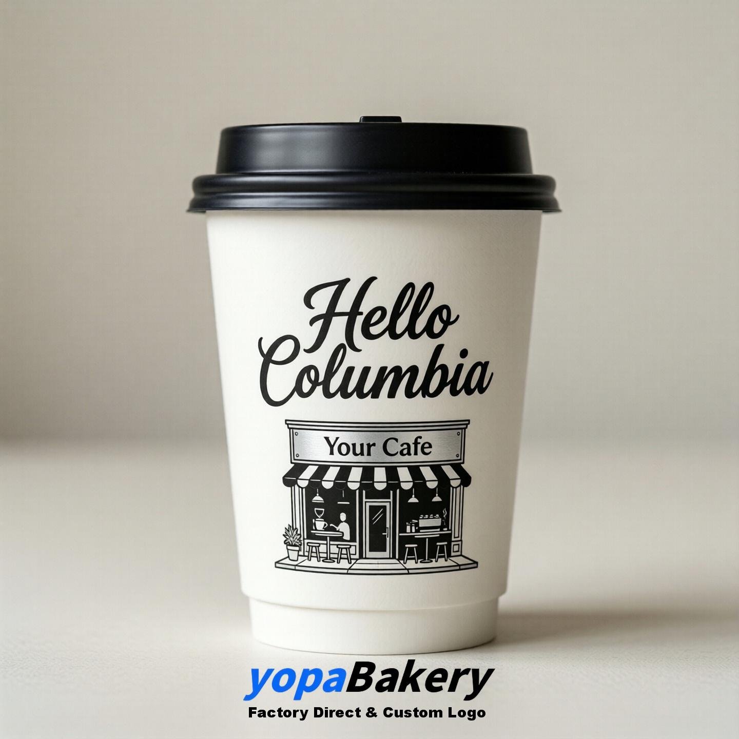 'Welcome to Columbia' Paper Coffee Cups | Columbia Cafe Packaging Design Firm
