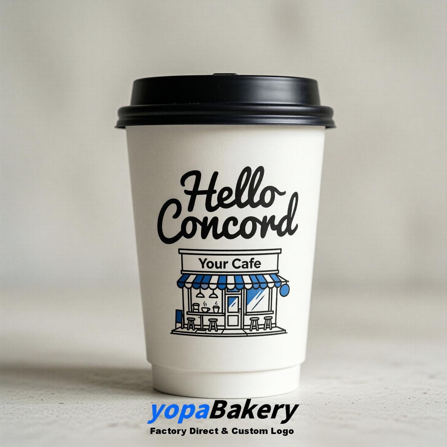 'Welcome to Concord' Paper Coffee Cups | Concord Cafe Packaging Design Firm