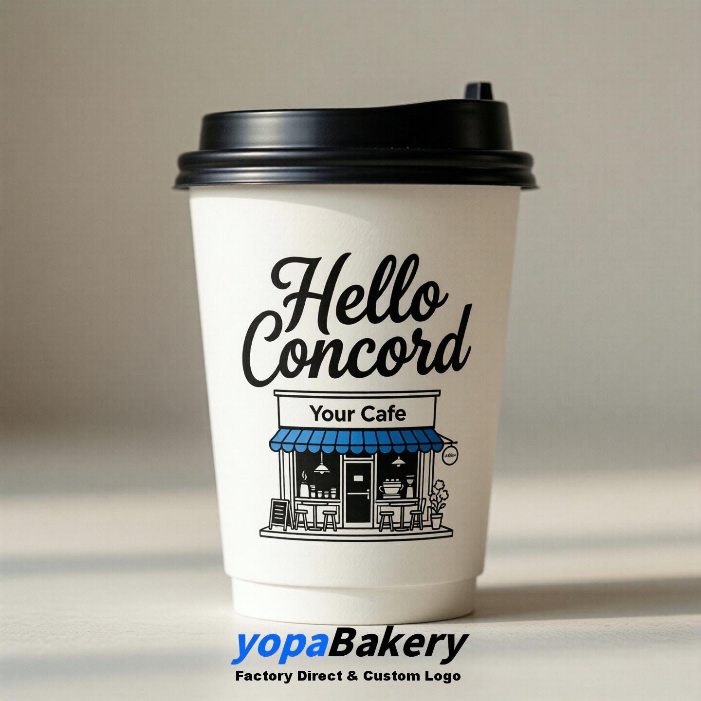 'Welcome to Concord' Paper Coffee Cups | Concord Cafe Packaging Design Firm