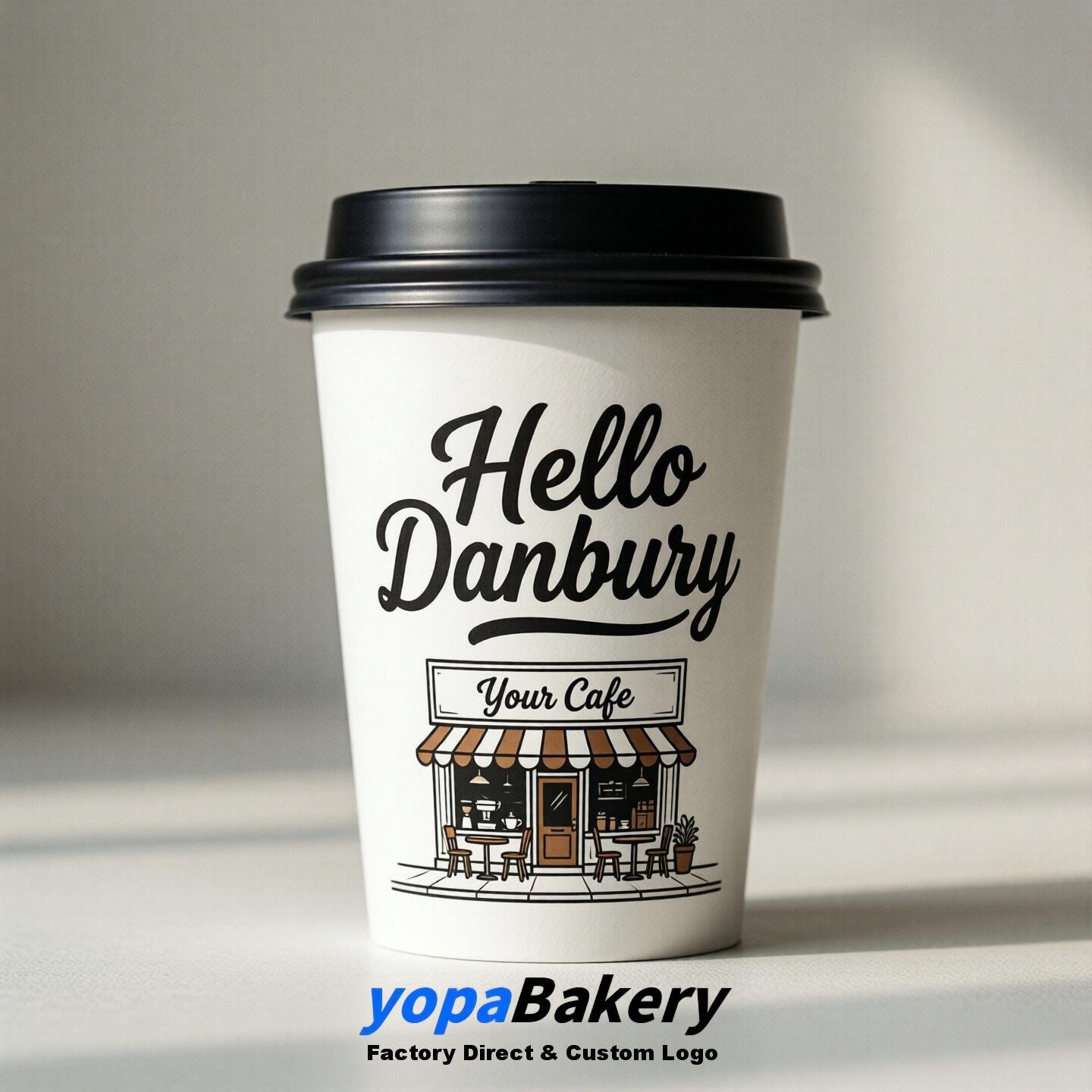 'Hello Danbury' Paper Coffee Cups | Danbury Cafe Packaging Design Agency