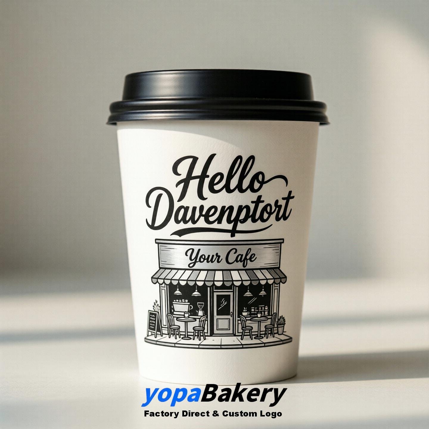 'Welcome to Davenport' Paper Coffee Cups | Davenport Cafe Packaging Design Firm