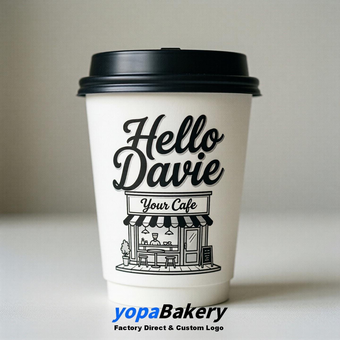 'Welcome to Davie' Paper Coffee Cups | Davie Cafe Packaging Design Firm