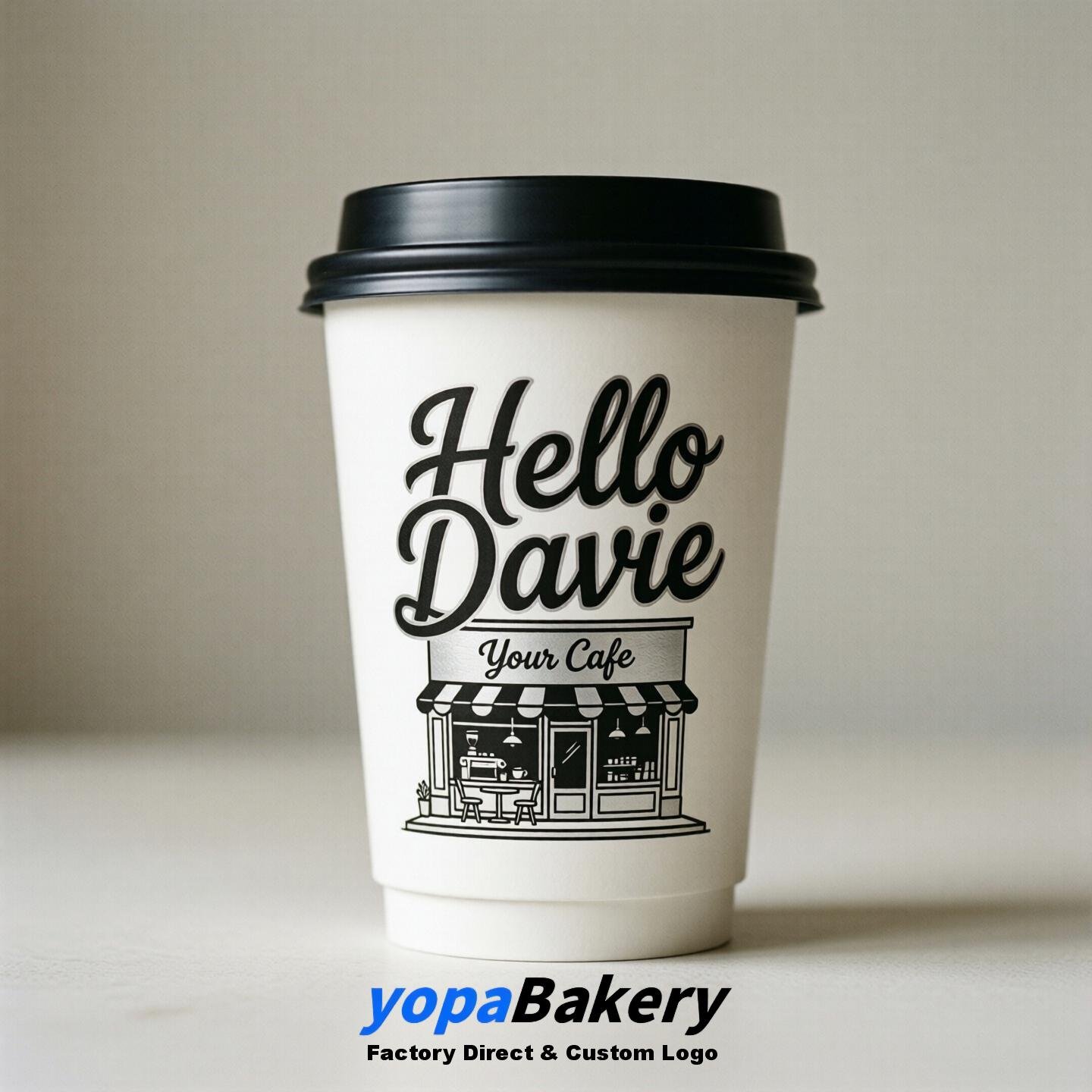 'Welcome to Davie' Paper Coffee Cups | Davie Cafe Packaging Design Firm