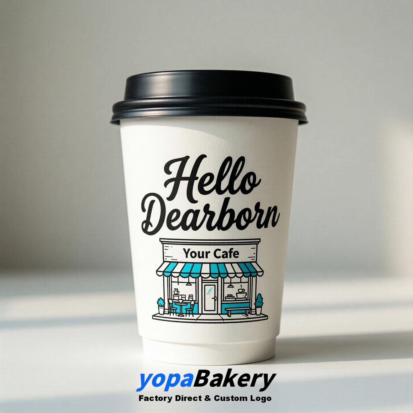 'Welcome to Dearborn' Paper Coffee Cups | Dearborn Cafe Packaging Design Firm