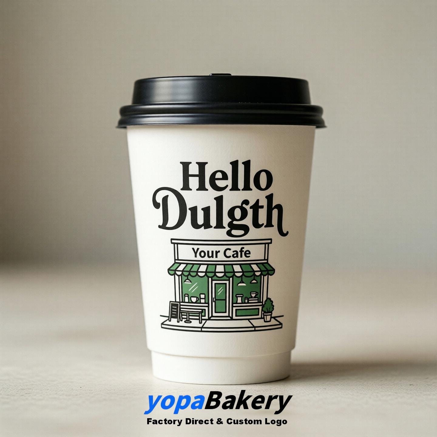 'Hello Duluth' Paper Coffee Cups | Duluth Cafe Packaging Design Agency