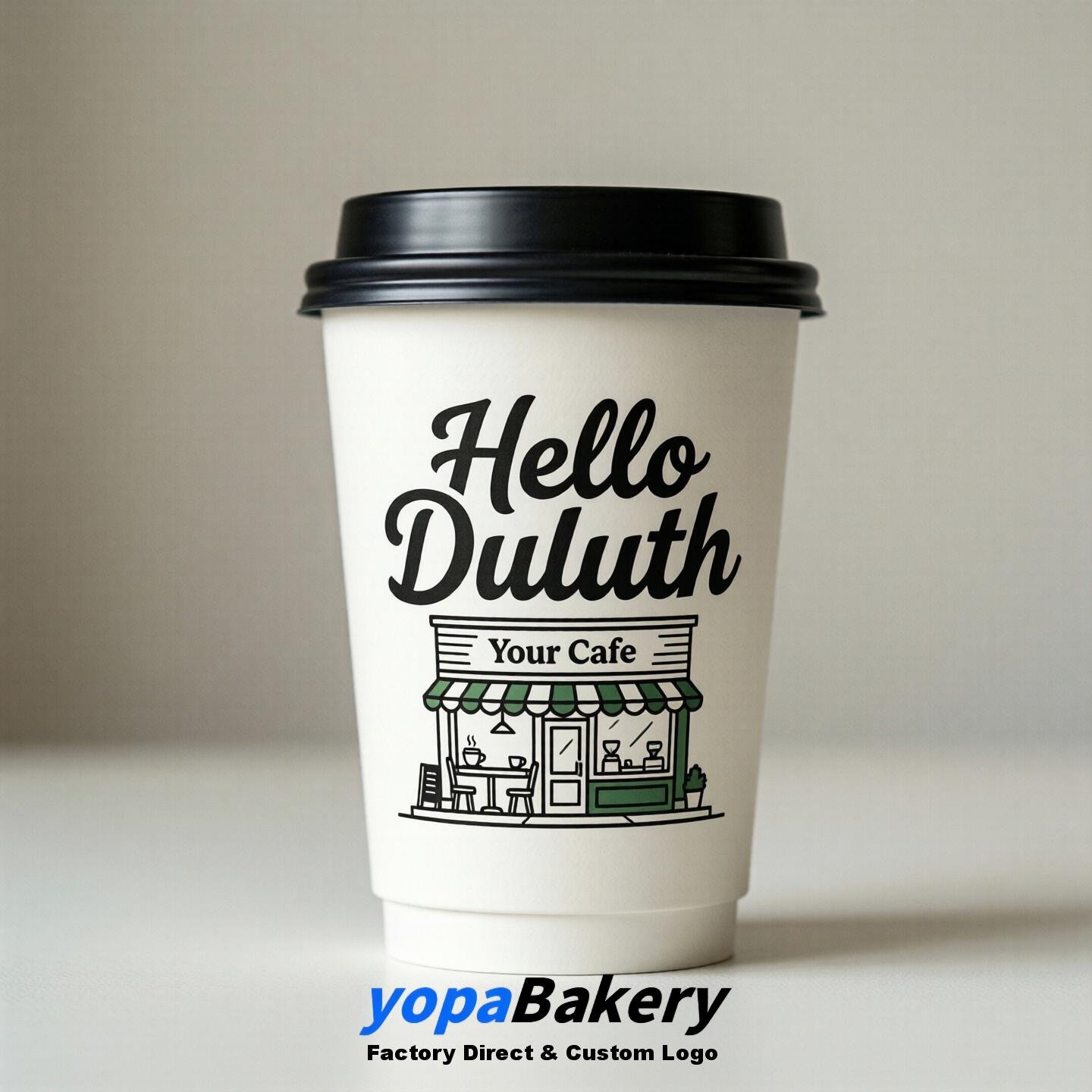 'Hello Duluth' Paper Coffee Cups | Duluth Cafe Packaging Design Agency