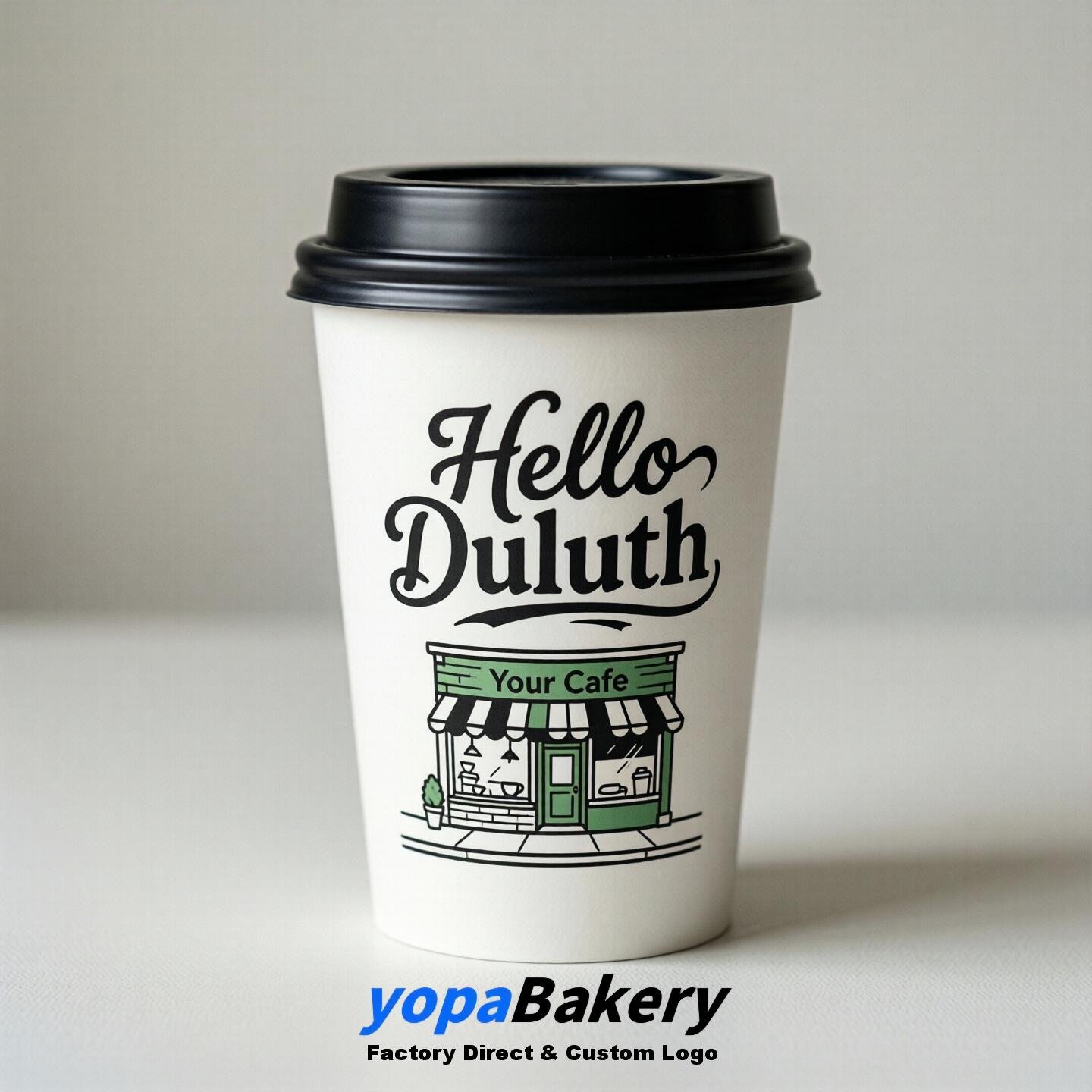 'Hello Duluth' Paper Coffee Cups | Duluth Cafe Packaging Design Agency