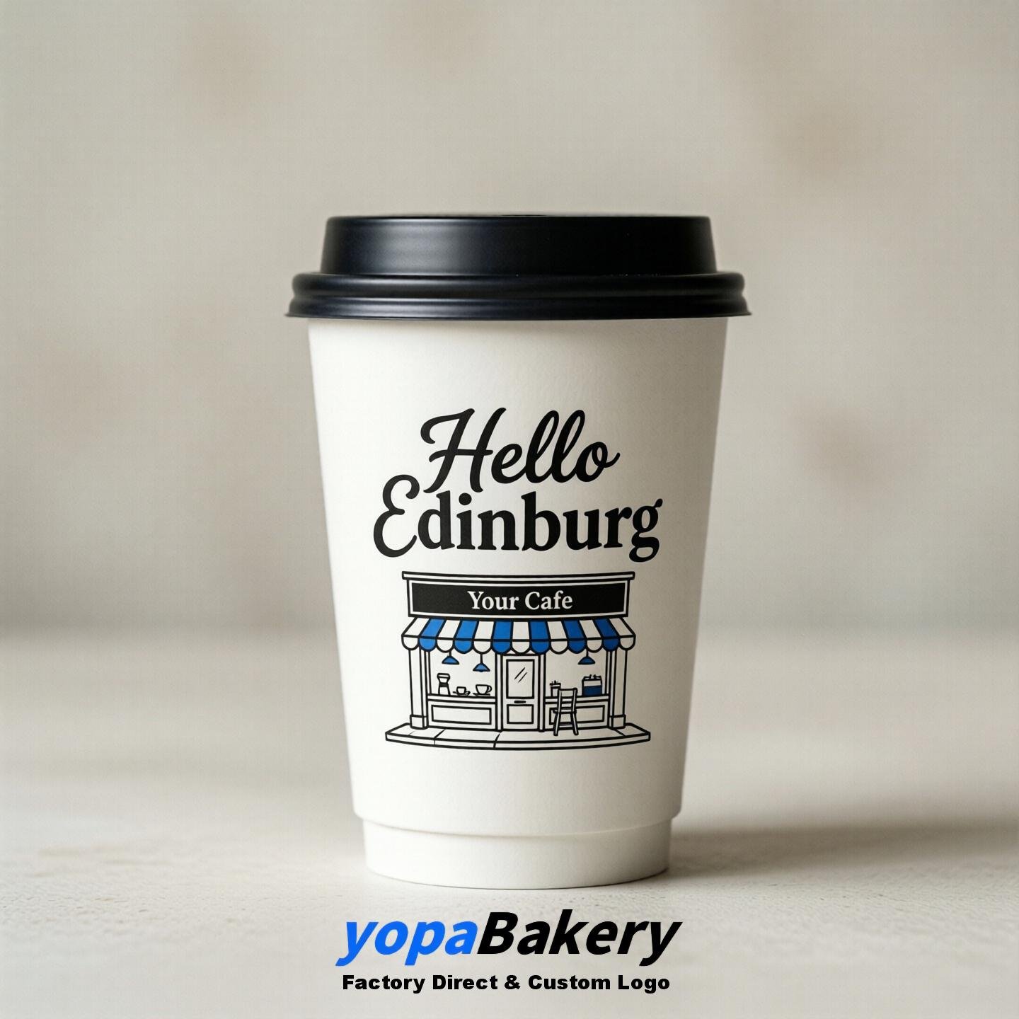 'Welcome to Edinburg' Paper Coffee Cups | Edinburg Cafe Packaging Design Firm