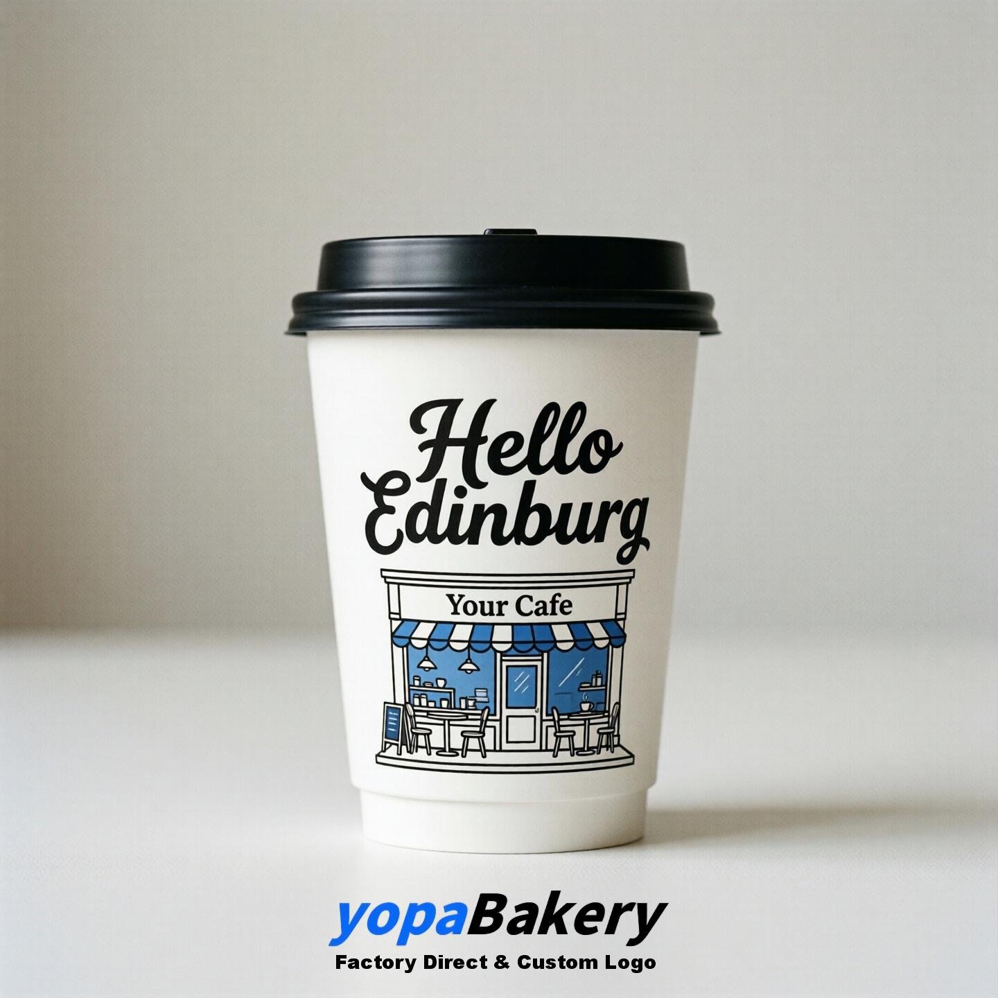 'Welcome to Edinburg' Paper Coffee Cups | Edinburg Cafe Packaging Design Firm