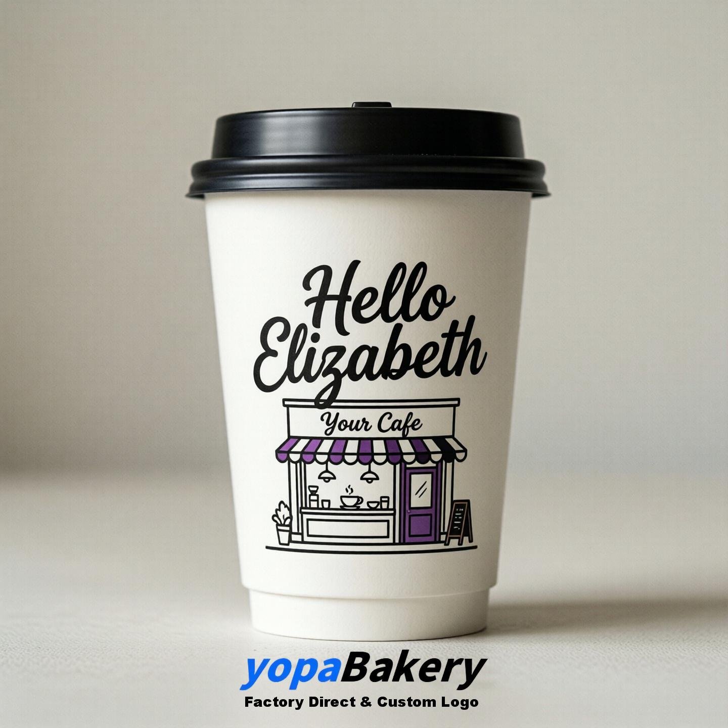 'Welcome to Elizabeth' Paper Coffee Cups | Elizabeth Cafe Packaging Design Firm
